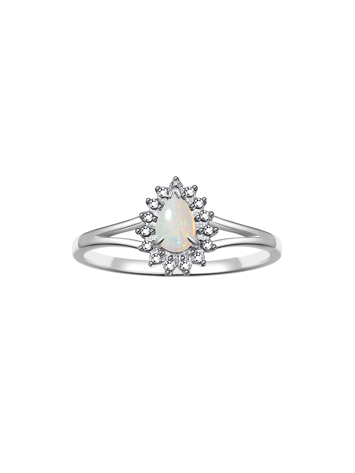 RYLOS Halo Ring: Diamonds, 6X4MM Pear-Shaped Gemstone - Women's Color Stone Birthstone Jewelry - Elegant Sterling Silver Ring Sizes 5-10