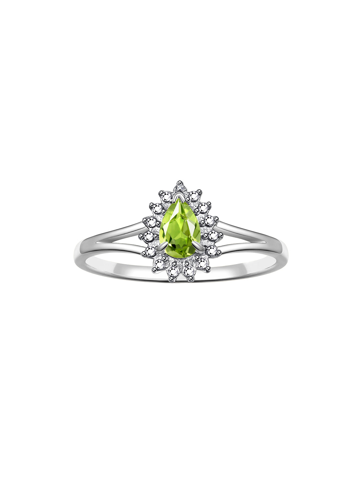 RYLOS Halo Ring: Diamonds, 6X4MM Pear-Shaped Gemstone - Women's Color Stone Birthstone Jewelry - Elegant Sterling Silver Ring Sizes 5-10