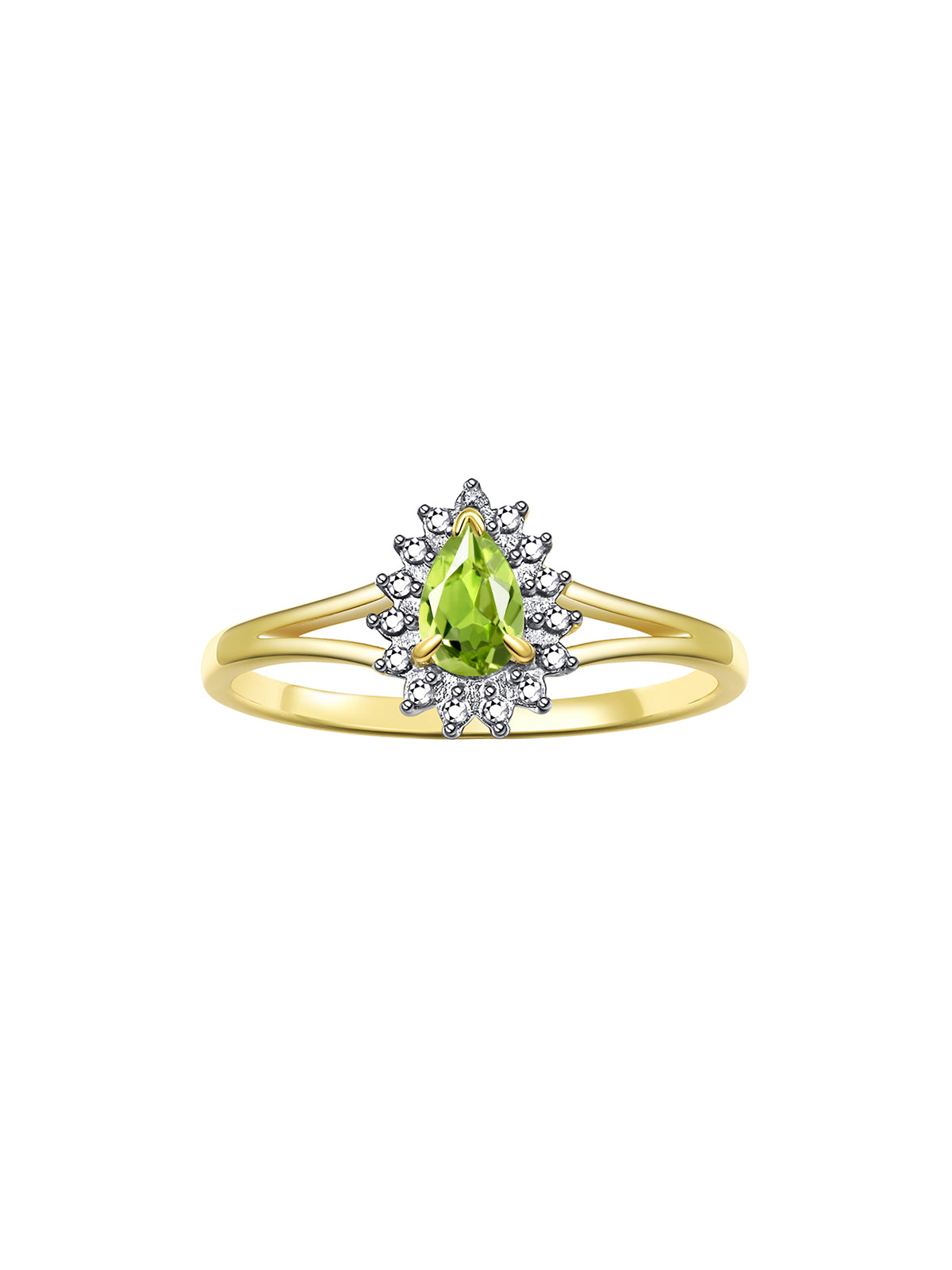 RYLOS 14K Yellow Gold Halo Ring: Diamonds & 6X4MM Pear-Shaped Gemstone - Women's Jewelry - Elegant Diamond Ring Sizes 5-10
