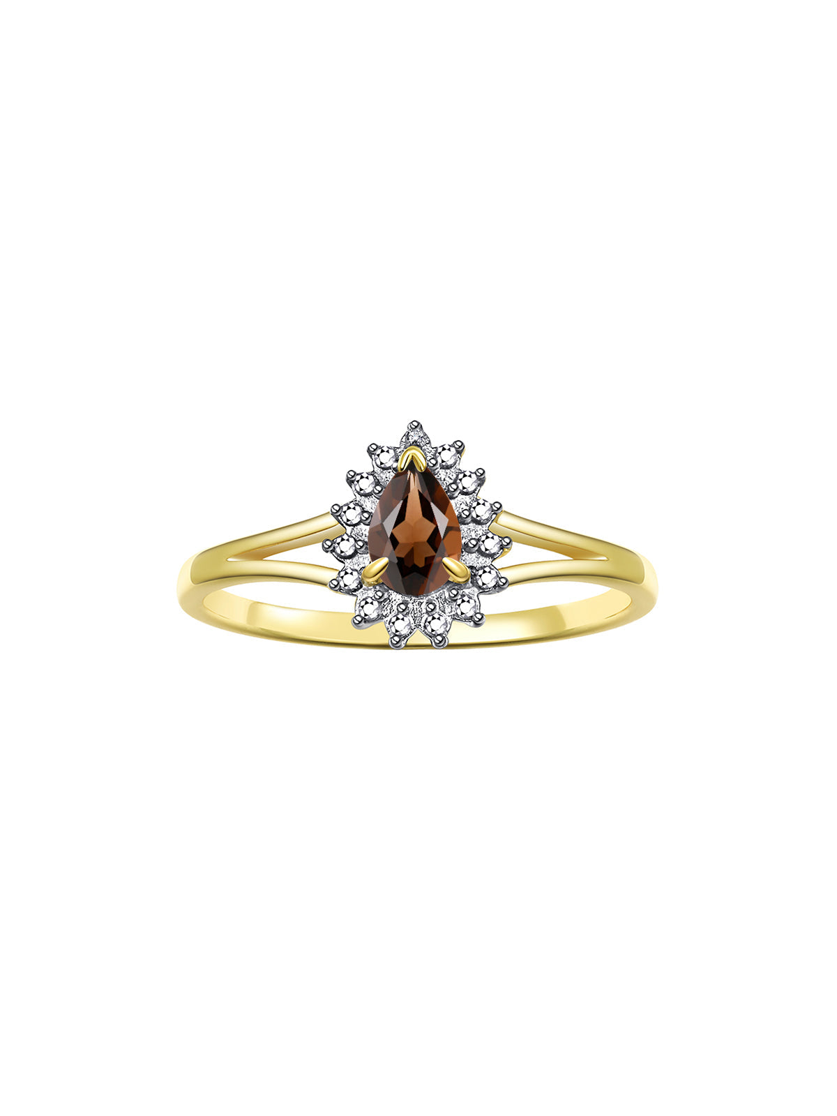 RYLOS 14K Yellow Gold Halo Ring: Diamonds & 6X4MM Pear-Shaped Gemstone - Women's Jewelry - Elegant Diamond Ring Sizes 5-10