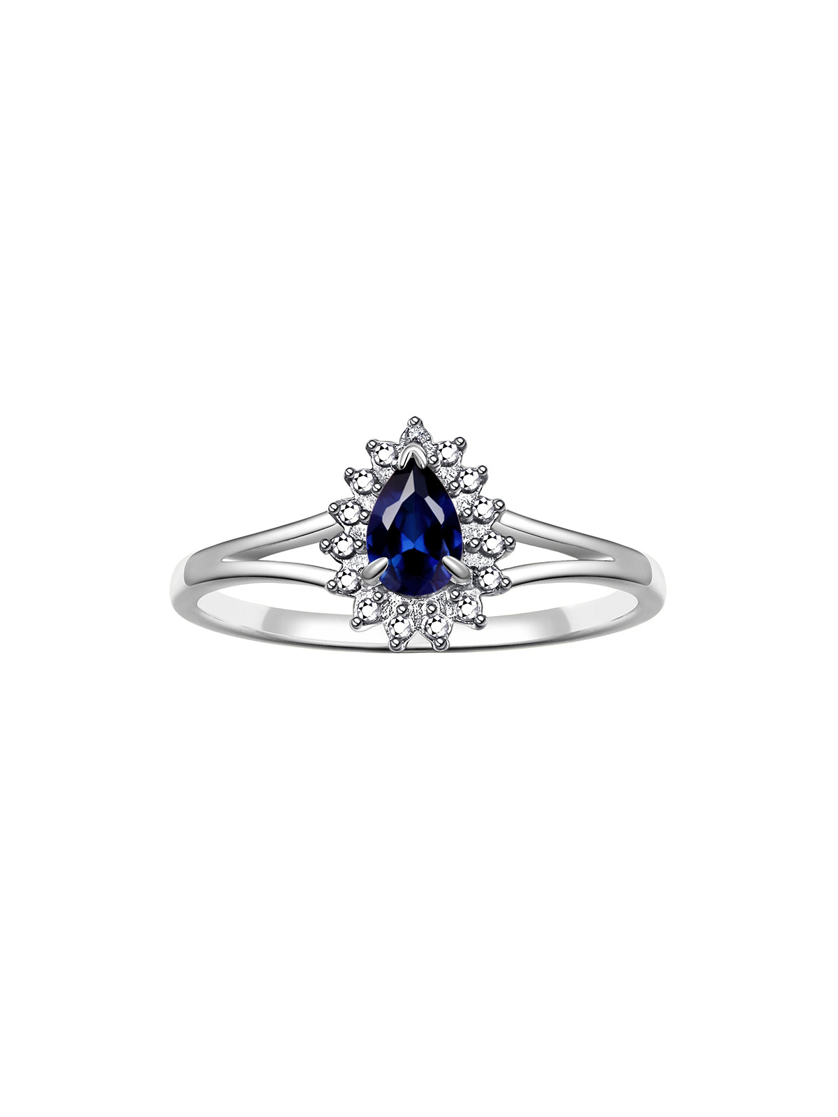 RYLOS Halo Ring: Diamonds, 6X4MM Pear-Shaped Gemstone - Women's Color Stone Birthstone Jewelry - Elegant Sterling Silver Ring Sizes 5-10