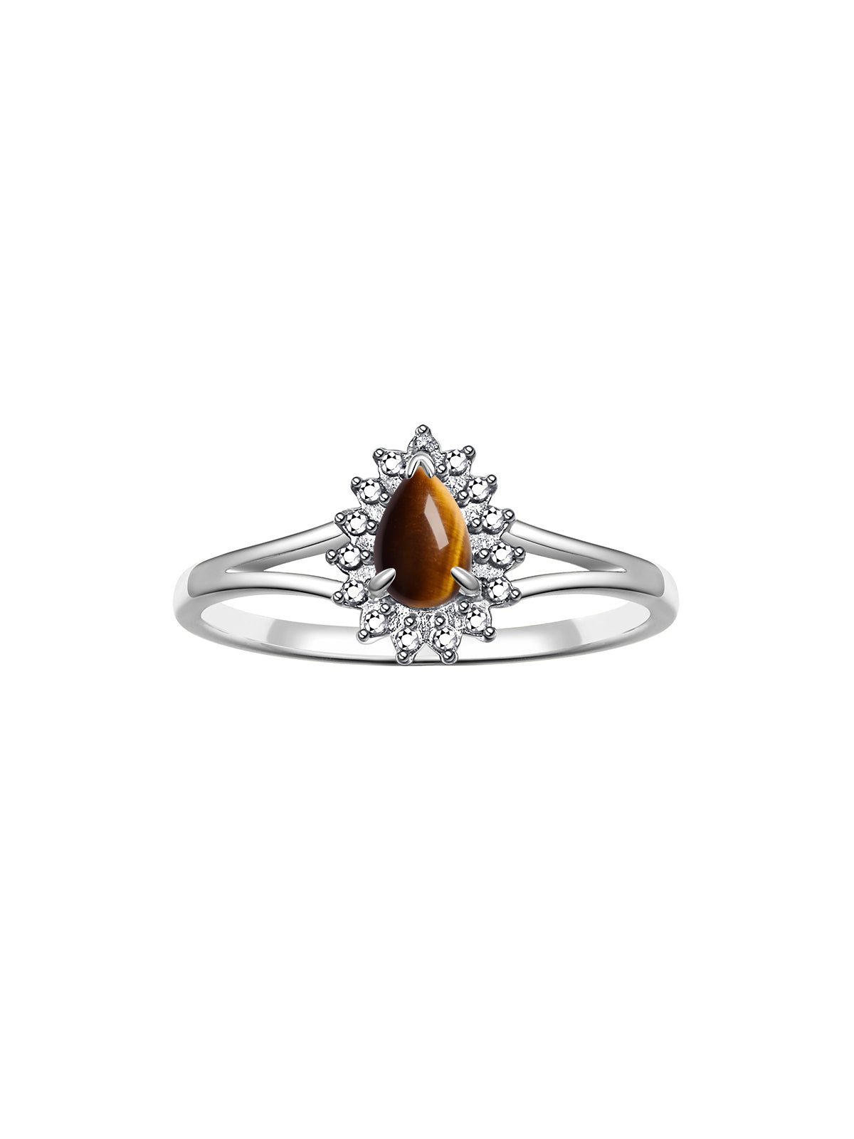 RYLOS 14K White Gold Halo Ring: Diamonds & 6X4MM Pear-Shaped Gemstone - Women's Jewelry - Elegant Diamond Ring Sizes 5-10