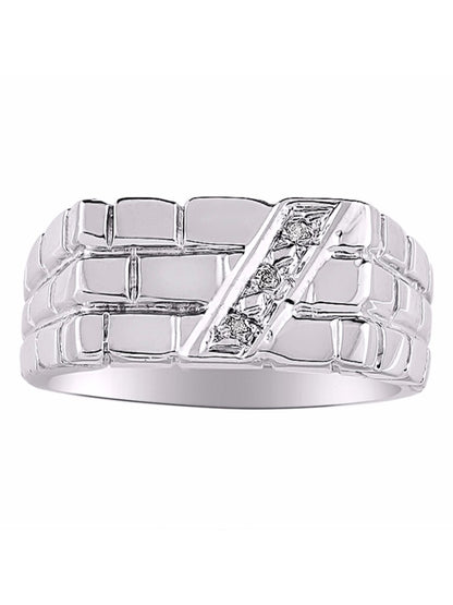 RYLOS Men's 14K Yellow Gold or 14K White Gold Brick Style Ring with Diamonds – Designer Men's Jewelry in Sizes 6-13