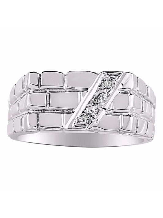 RYLOS Men's 14K Yellow Gold or 14K White Gold Brick Style Ring with Diamonds – Designer Men's Jewelry in Sizes 6-13