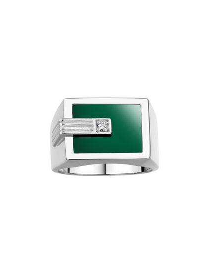 RYLOS Men's Designer Ring: 14K White Gold with Black Onyx, Tiger Eye, Blue, Red, or Green Quartz and Centered Diamond - Gold Rings for Men in Sizes 8-13.