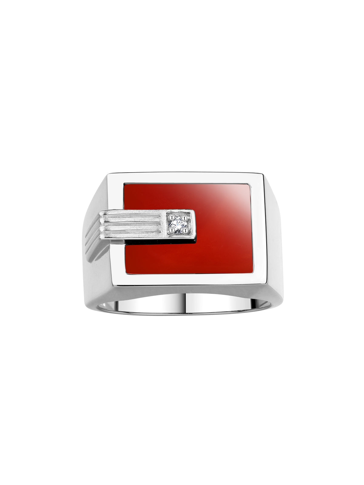 RYLOS Men's Designer Ring: 14K White Gold with Black Onyx, Tiger Eye, Blue, Red, or Green Quartz and Centered Diamond - Gold Rings for Men in Sizes 8-13.