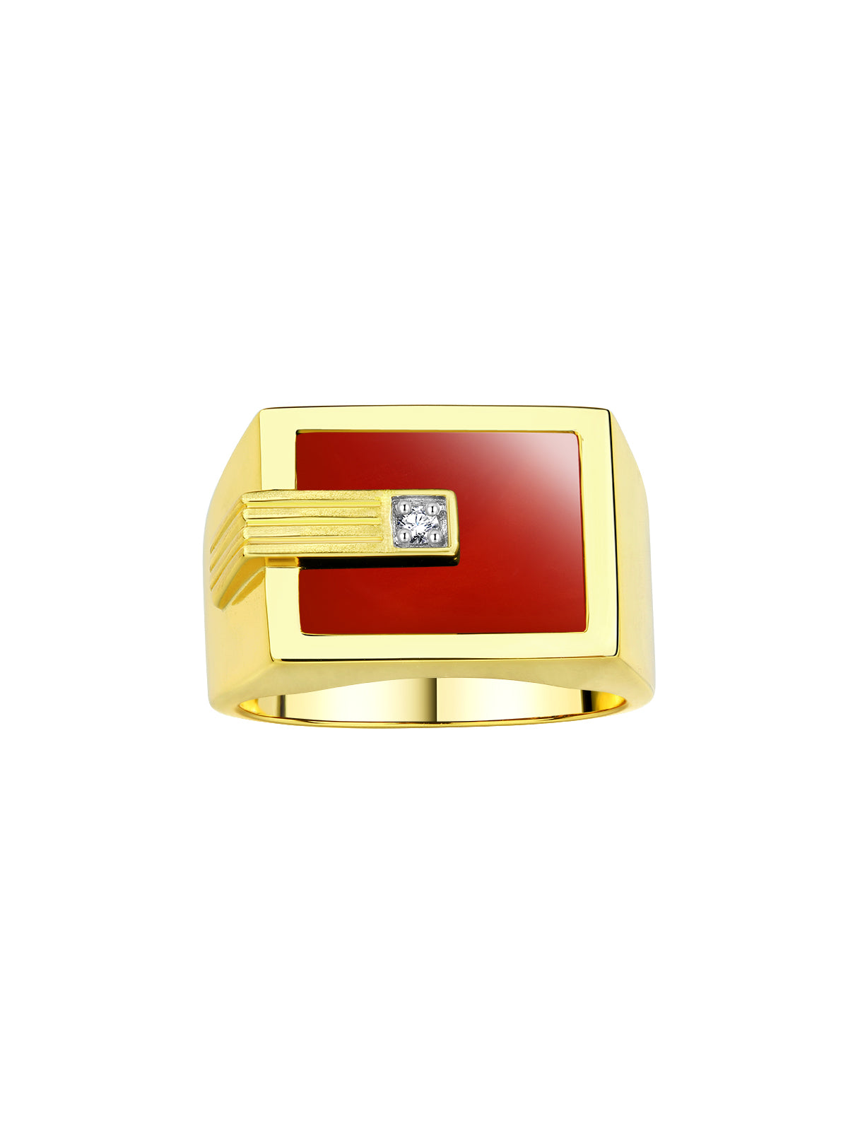 RYLOS Men's Designer Ring in Yellow Gold Plated Silver 925: Features a Centered Diamond in Black Onyx, Red, Blue, Green Quartz, or Tiger Eye - Available in Sizes 8-13.