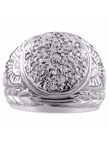 RYLOS Men's Sterling Silver or Yellow Gold Plated Silver Gypsy Style Ring with 0.25 Carats Diamonds – Designer Jewelry for Man in Sizes 6-13