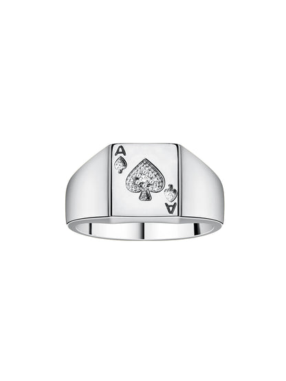 RYLOS 14K Gold Ace of Spades Poker Ring with Diamonds – Yellow or White Gold, Sizes 6-13