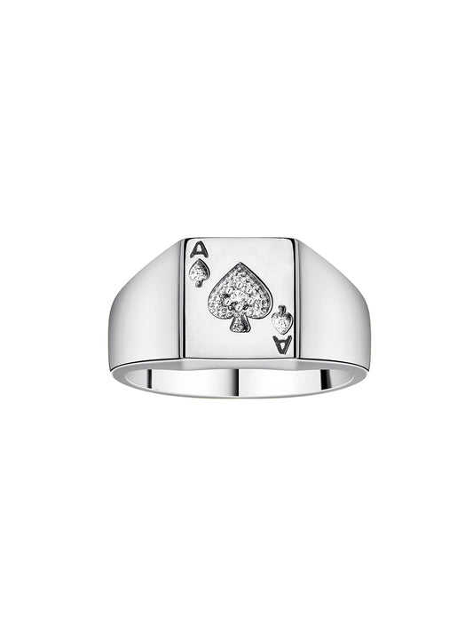 RYLOS 14K Gold Ace of Spades Poker Ring with Diamonds – Yellow or White Gold, Sizes 6-13