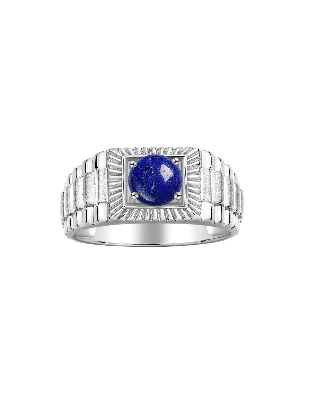 RYLOS Men's 14K White Gold Gemstone Ring - Exquisite 7MM Round Design, Birthstone Statement Piece for Men - Available in Sizes 8-13
