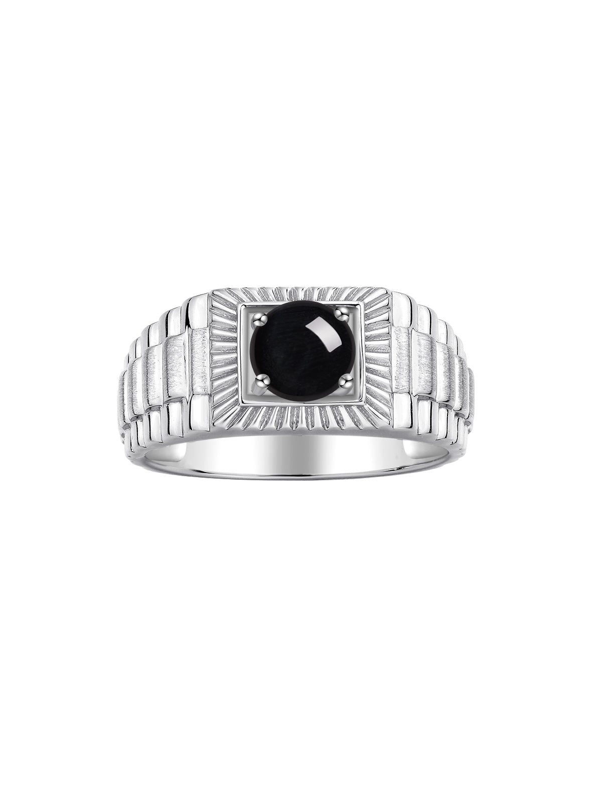 RYLOS Men's Sterling Silver Gemstone Ring - Stunning 7MM Round Design, Birthstone Statement Piece for Men - Available in Sizes 8-13