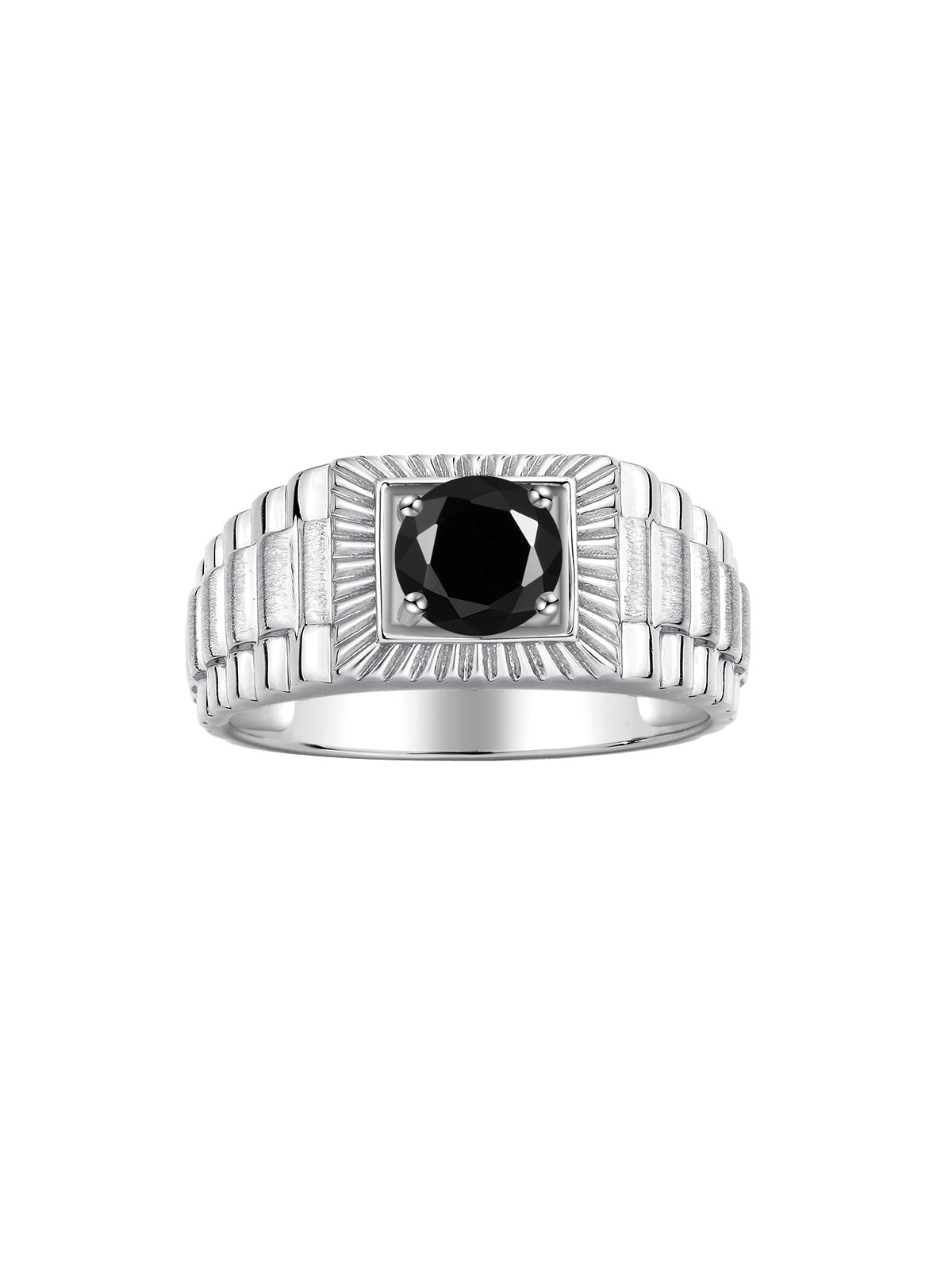 RYLOS Men's 14K White Gold Gemstone Ring - Exquisite 7MM Round Design, Birthstone Statement Piece for Men - Available in Sizes 8-13