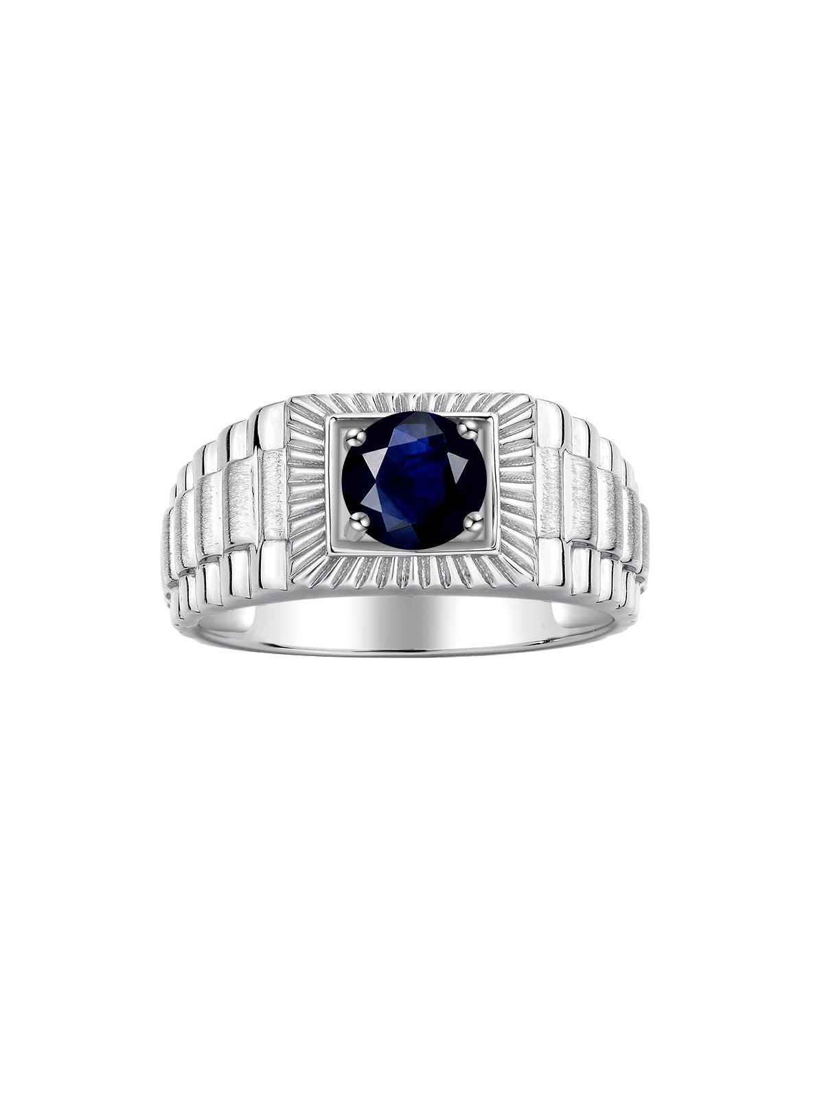 RYLOS Men's 14K White Gold Gemstone Ring - Exquisite 7MM Round Design, Birthstone Statement Piece for Men - Available in Sizes 8-13