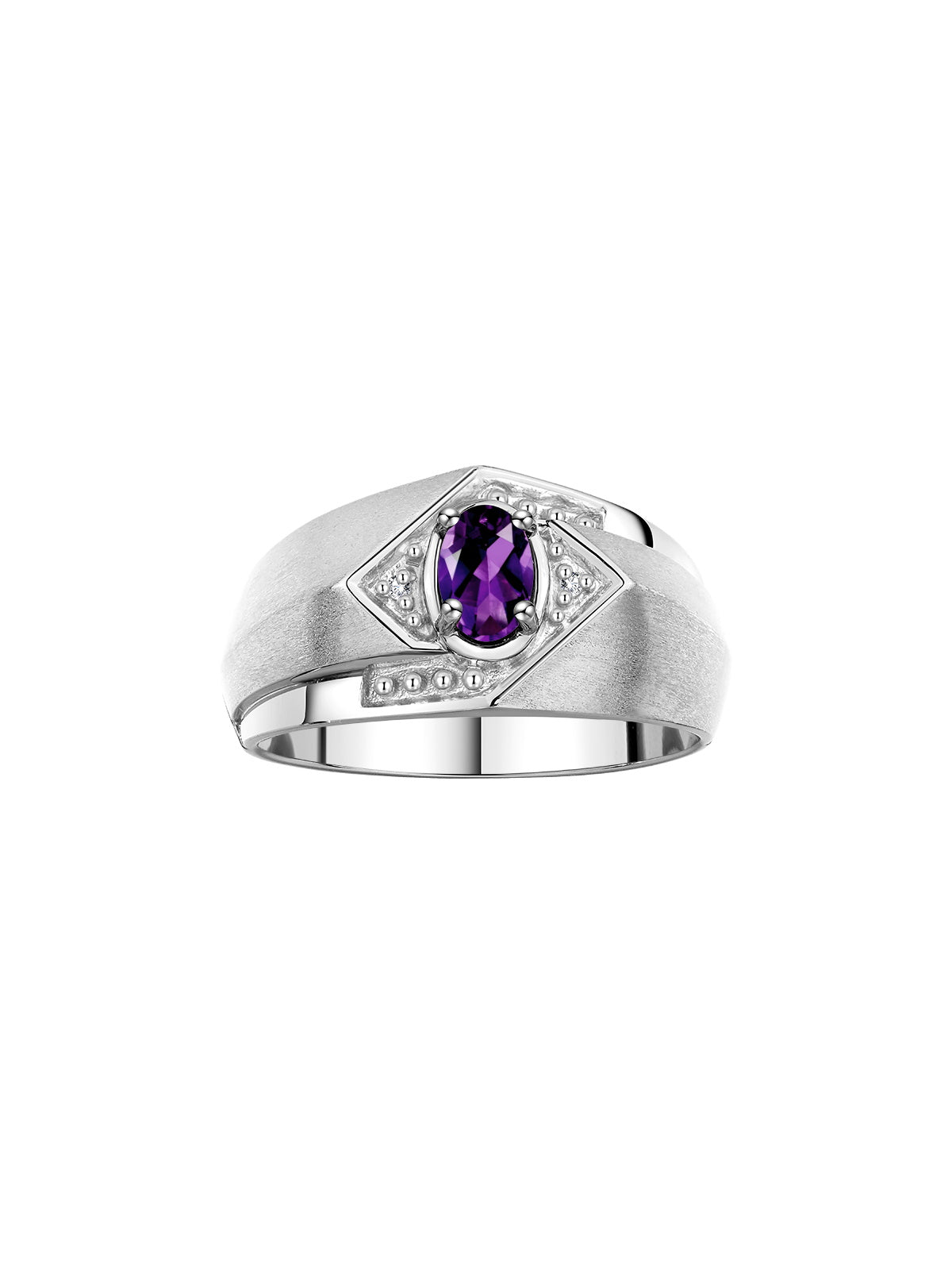 RYLOS Men's Rings: 6X4MM Oval Shape Gemstone & Sparkling Diamonds - Color Stone Birthstone Sterling Silver Rings, Sizes 8-13. Elevate Your Style with Timeless Elegance!