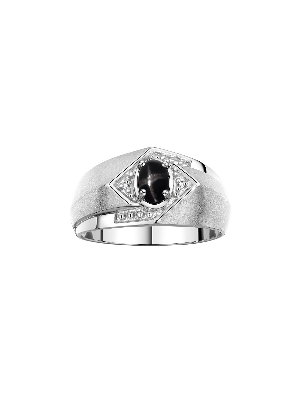 RYLOS Men's Rings 14K White Gold Ring: 6X4MM Oval Shape Gemstone & Sparkling Diamonds - Color Stone Birthstone Rings for Men in Gold, Available in Sizes 8-13