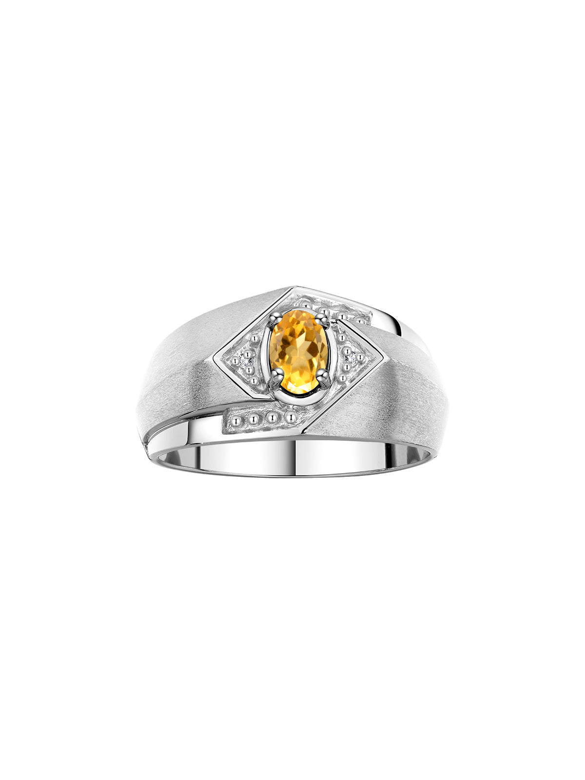 RYLOS Men's Rings 14K White Gold Ring: 6X4MM Oval Shape Gemstone & Sparkling Diamonds - Color Stone Birthstone Rings for Men in Gold, Available in Sizes 8-13