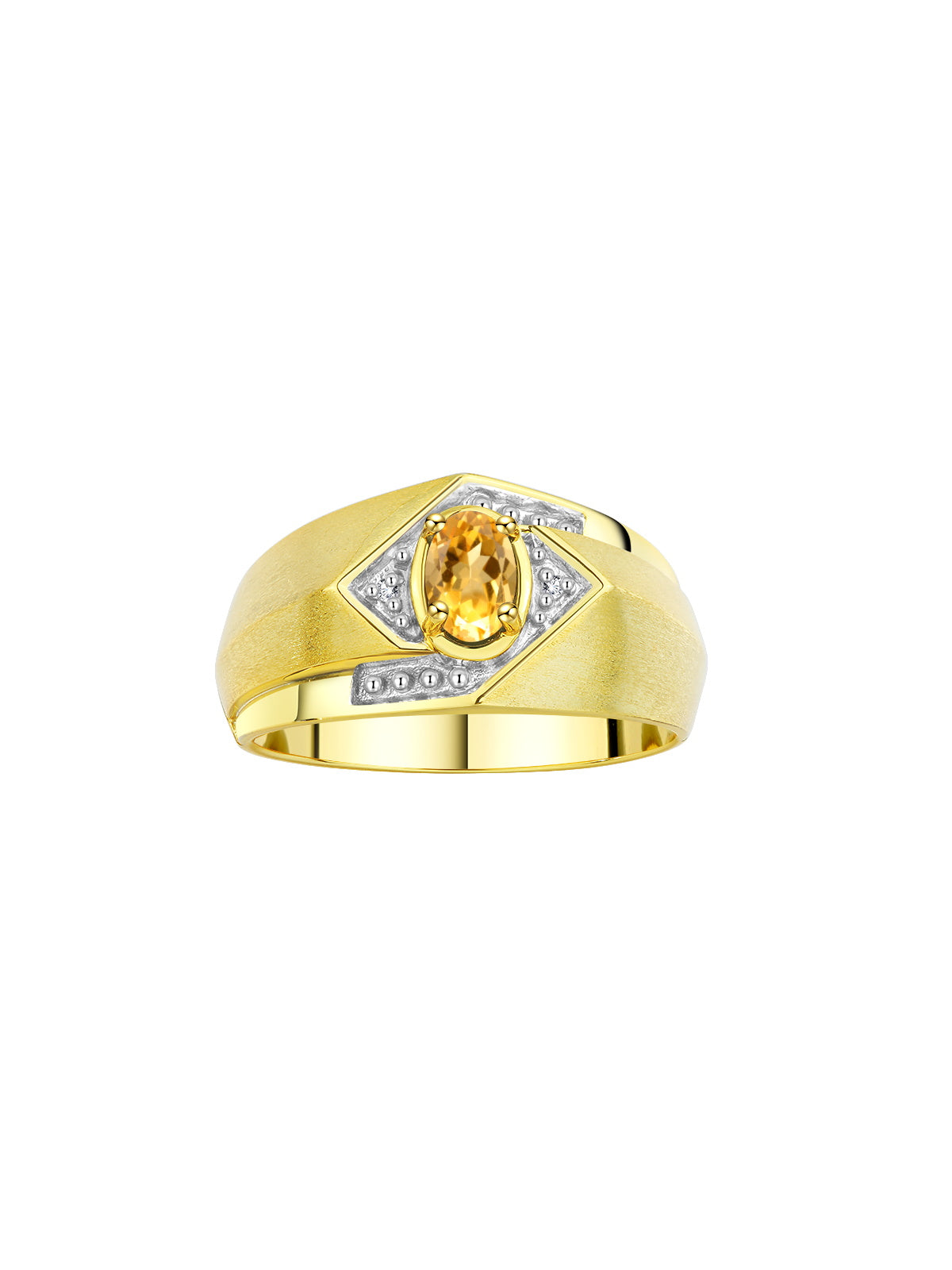 RYLOS Men's Rings Yellow Gold Plated Silver Ring: 6X4MM Oval Shape Gemstone & Sparkling Diamonds - Color Stone Birthstone Rings for Men in Gold, Available in Sizes 8-13