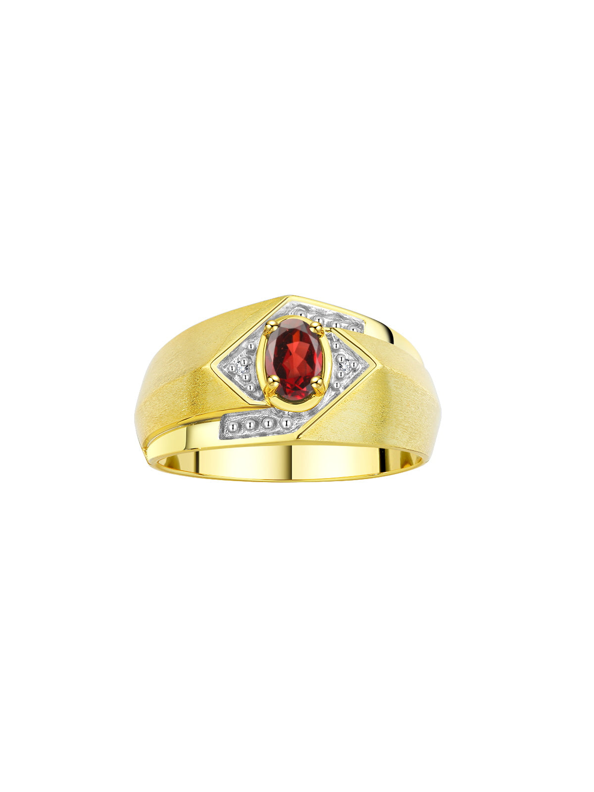 RYLOS Men's Rings 14K Yellow Gold Ring: 6X4MM Oval Shape Gemstone & Sparkling Diamonds - Color Stone Birthstone Rings for Men in Gold, Available in Sizes 8-13