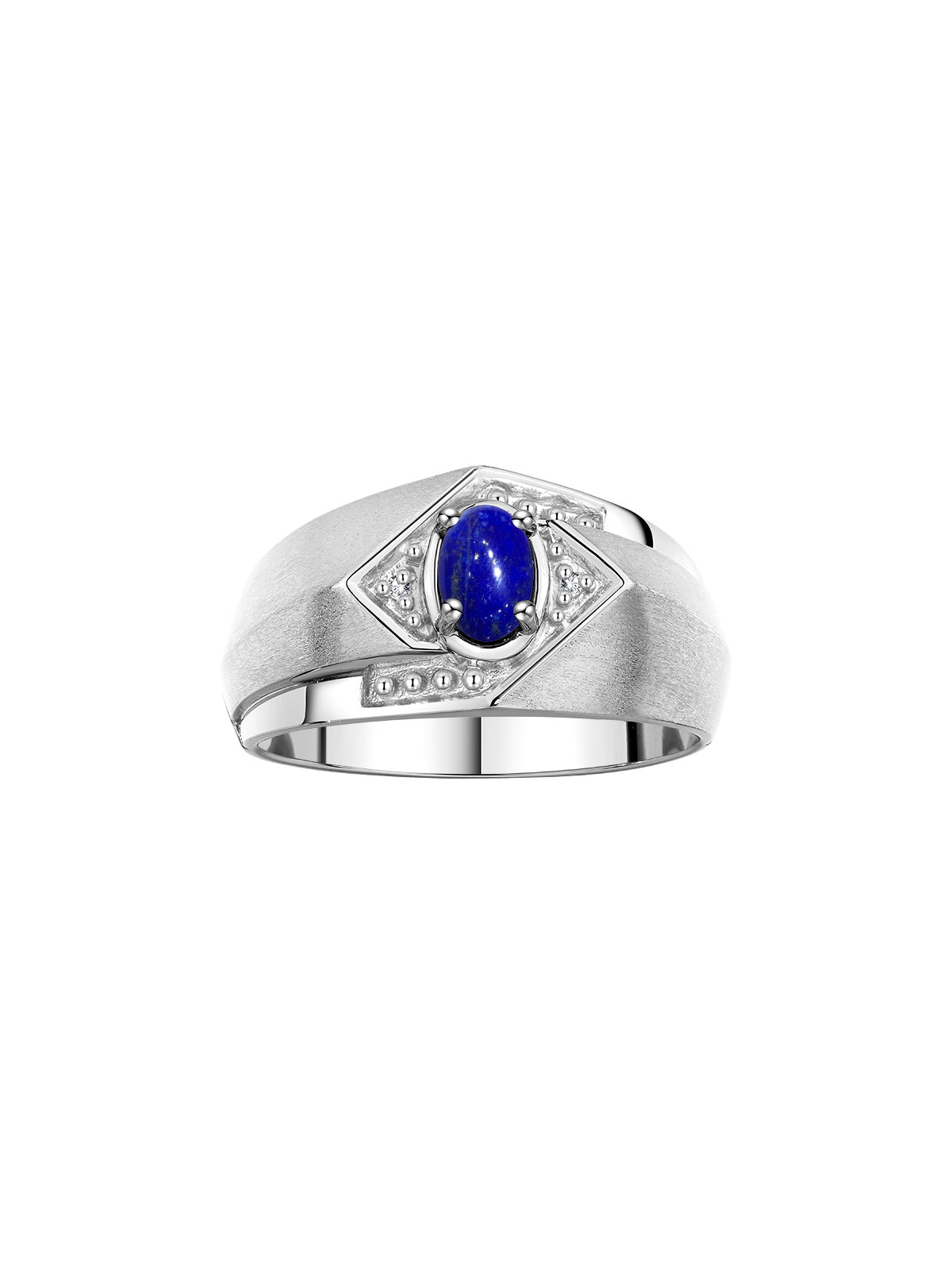 RYLOS Men's Rings 14K White Gold Ring: 6X4MM Oval Shape Gemstone & Sparkling Diamonds - Color Stone Birthstone Rings for Men in Gold, Available in Sizes 8-13