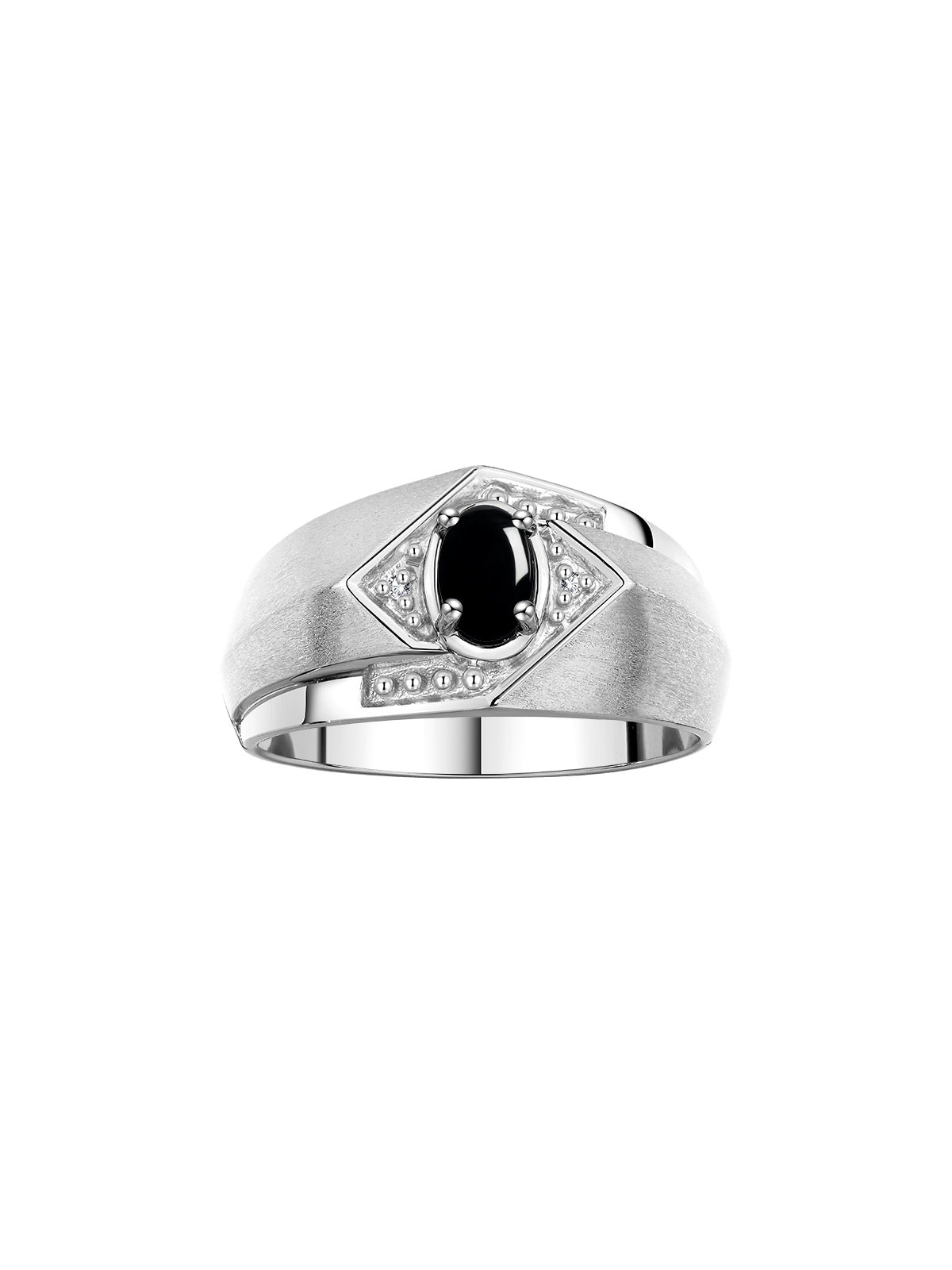 RYLOS Men's Rings 14K White Gold Ring: 6X4MM Oval Shape Gemstone & Sparkling Diamonds - Color Stone Birthstone Rings for Men in Gold, Available in Sizes 8-13