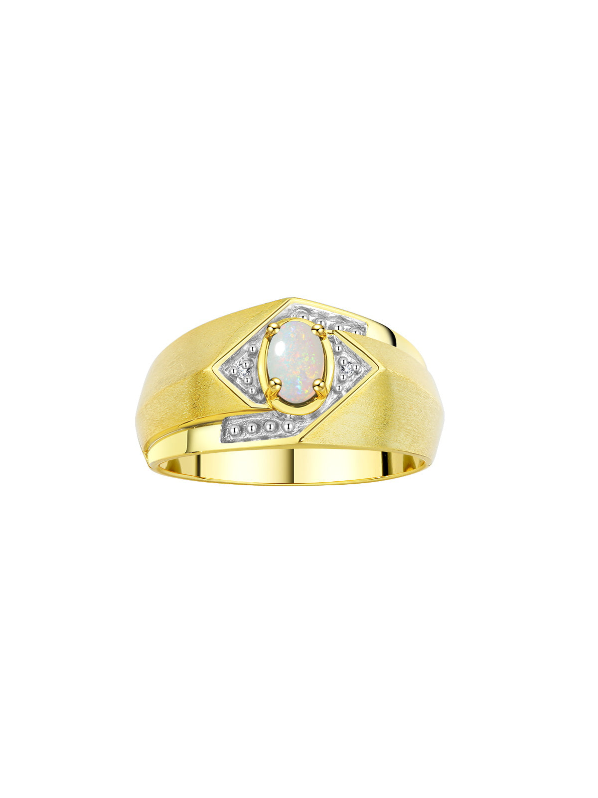 RYLOS Men's Rings Yellow Gold Plated Silver Ring: 6X4MM Oval Shape Gemstone & Sparkling Diamonds - Color Stone Birthstone Rings for Men in Gold, Available in Sizes 8-13