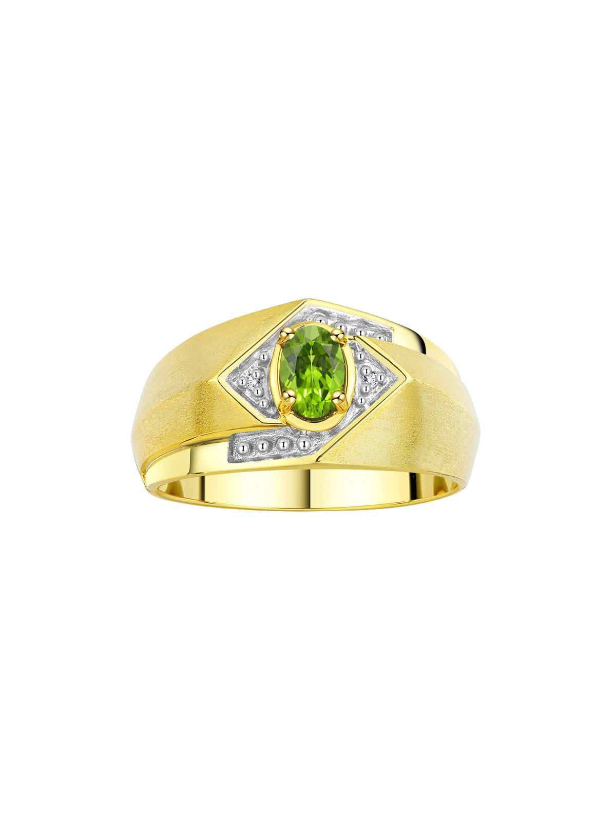 RYLOS Men's Rings 14K Yellow Gold Ring: 6X4MM Oval Shape Gemstone & Sparkling Diamonds - Color Stone Birthstone Rings for Men in Gold, Available in Sizes 8-13