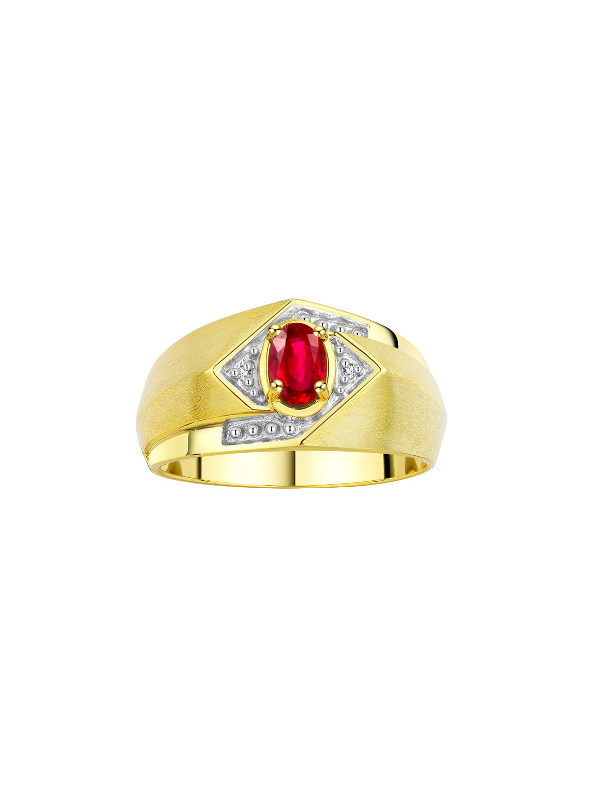 RYLOS Men's Rings 14K Yellow Gold Ring: 6X4MM Oval Shape Gemstone & Sparkling Diamonds - Color Stone Birthstone Rings for Men in Gold, Available in Sizes 8-13