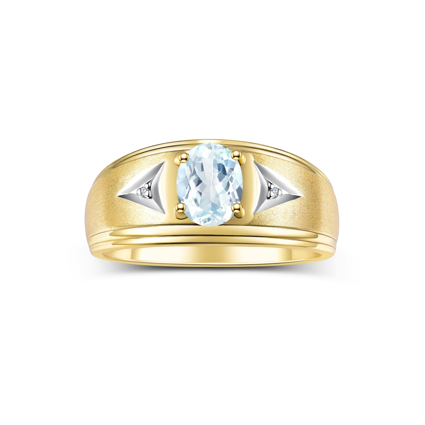 RYLOS Men's Rings 14K Yellow Gold Classic 8X6MM Oval Gemstone & Sparkling Diamond Designer Ring - Color Stone Birthstone Rings, Sizes 8-13. Elevate Your Style with Timeless Sophistication!