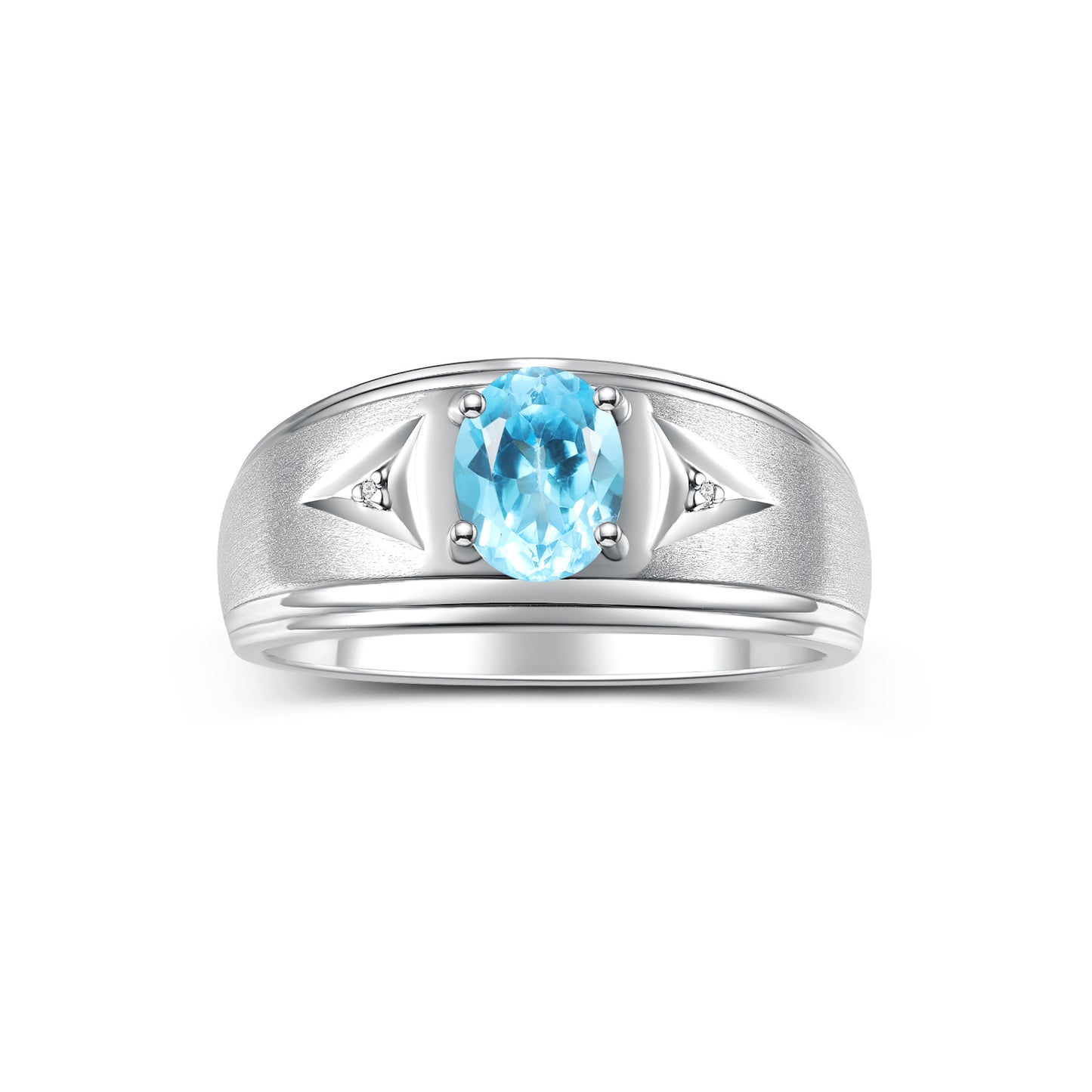 RYLOS Men's Rings Classic Design 8X6MM Oval Gemstone & Sparkling Diamond Ring - Color Stone Birthstone Rings for Men, Sterling Silver Rings in Sizes 8-13. Elevate Your Style with Timeless Elegance!