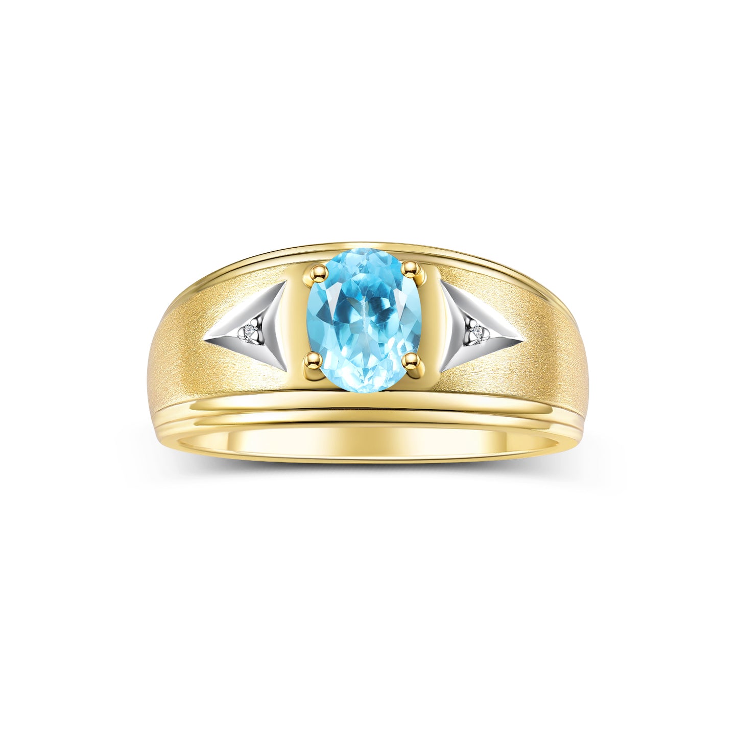RYLOS Men's Rings Yellow Gold Plated Silver Classic 8X6MM Oval Gemstone & Sparkling Diamond Designer Ring - Color Stone Birthstone Rings, Sizes 8-13. Elevate Your Style with Timeless Sophistication!