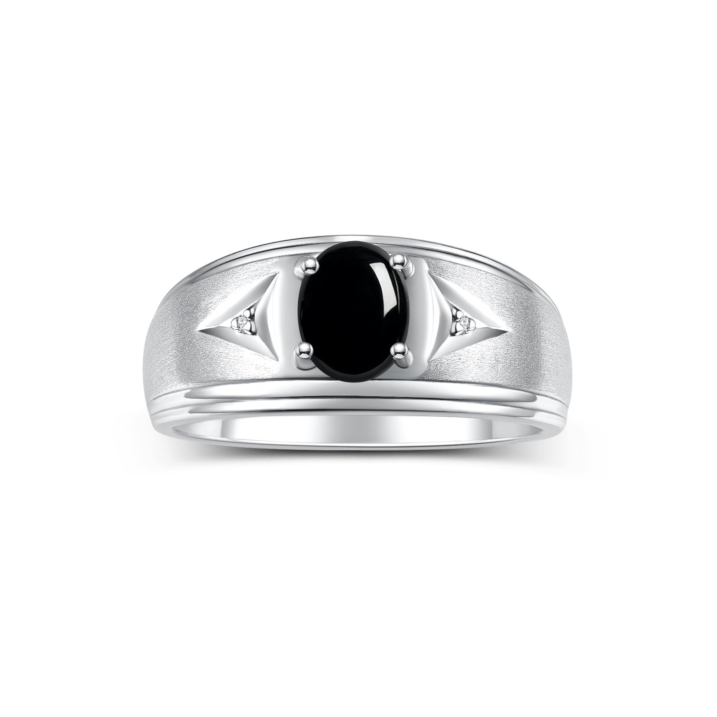 RYLOS Men's Rings Classic Design 8X6MM Oval Gemstone & Sparkling Diamond Ring - Color Stone Birthstone Rings for Men, Sterling Silver Rings in Sizes 8-13. Elevate Your Style with Timeless Elegance!