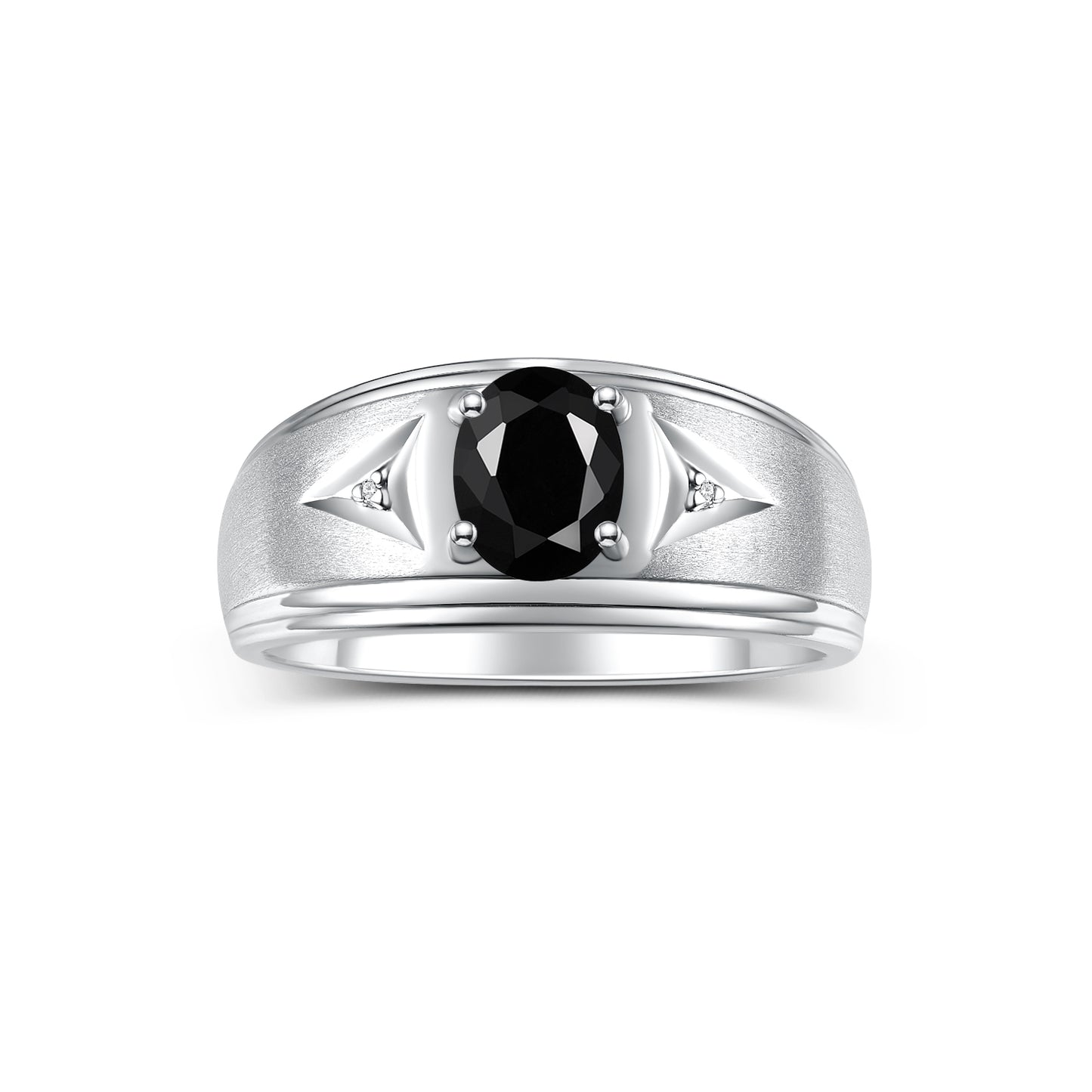 RYLOS Men's Rings Classic Design 8X6MM Oval Gemstone & Sparkling Diamond Ring - Color Stone Birthstone Rings for Men, Sterling Silver Rings in Sizes 8-13. Elevate Your Style with Timeless Elegance!