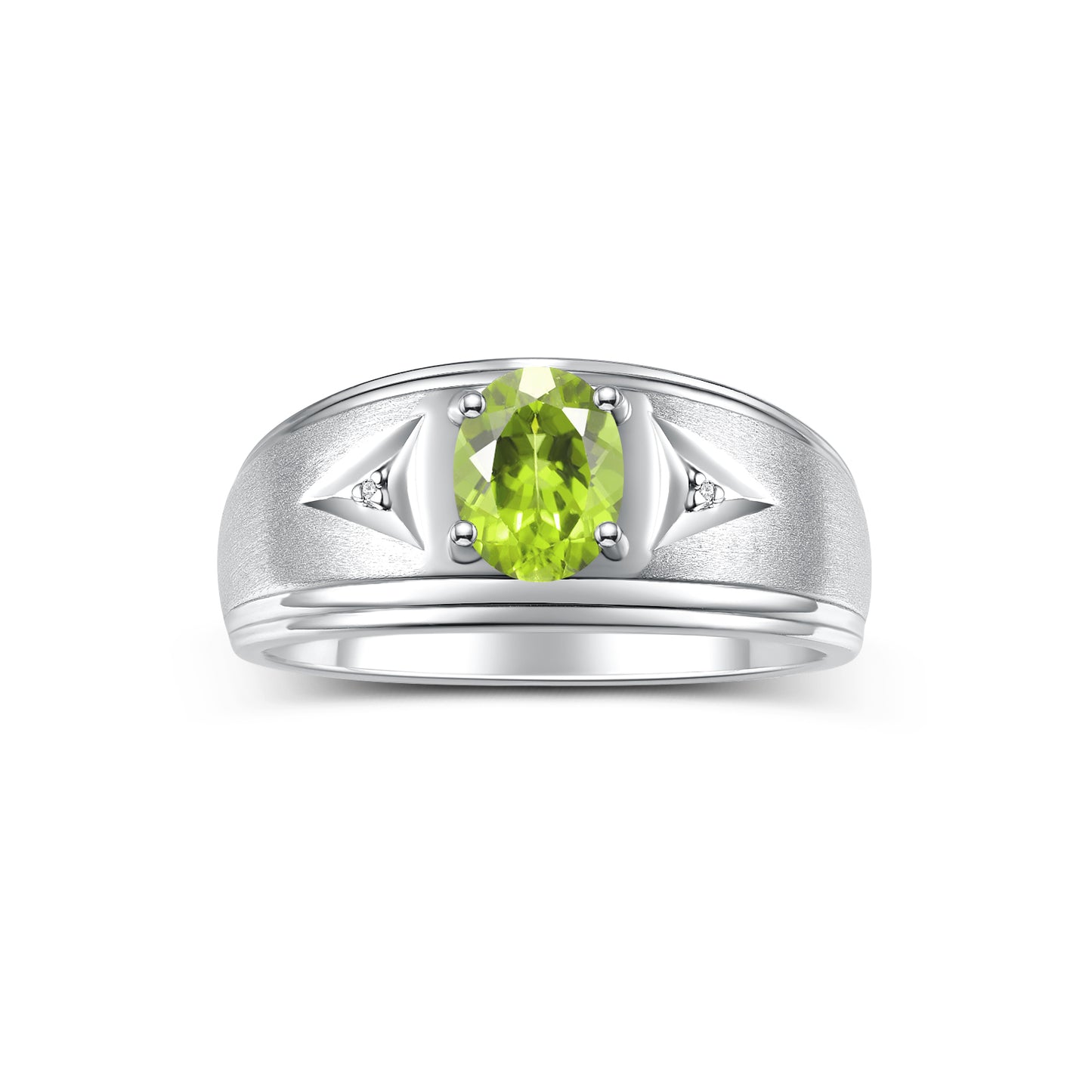 RYLOS Men's Rings Classic Design 8X6MM Oval Gemstone & Sparkling Diamond Ring - Color Stone Birthstone Rings for Men, Sterling Silver Rings in Sizes 8-13. Elevate Your Style with Timeless Elegance!