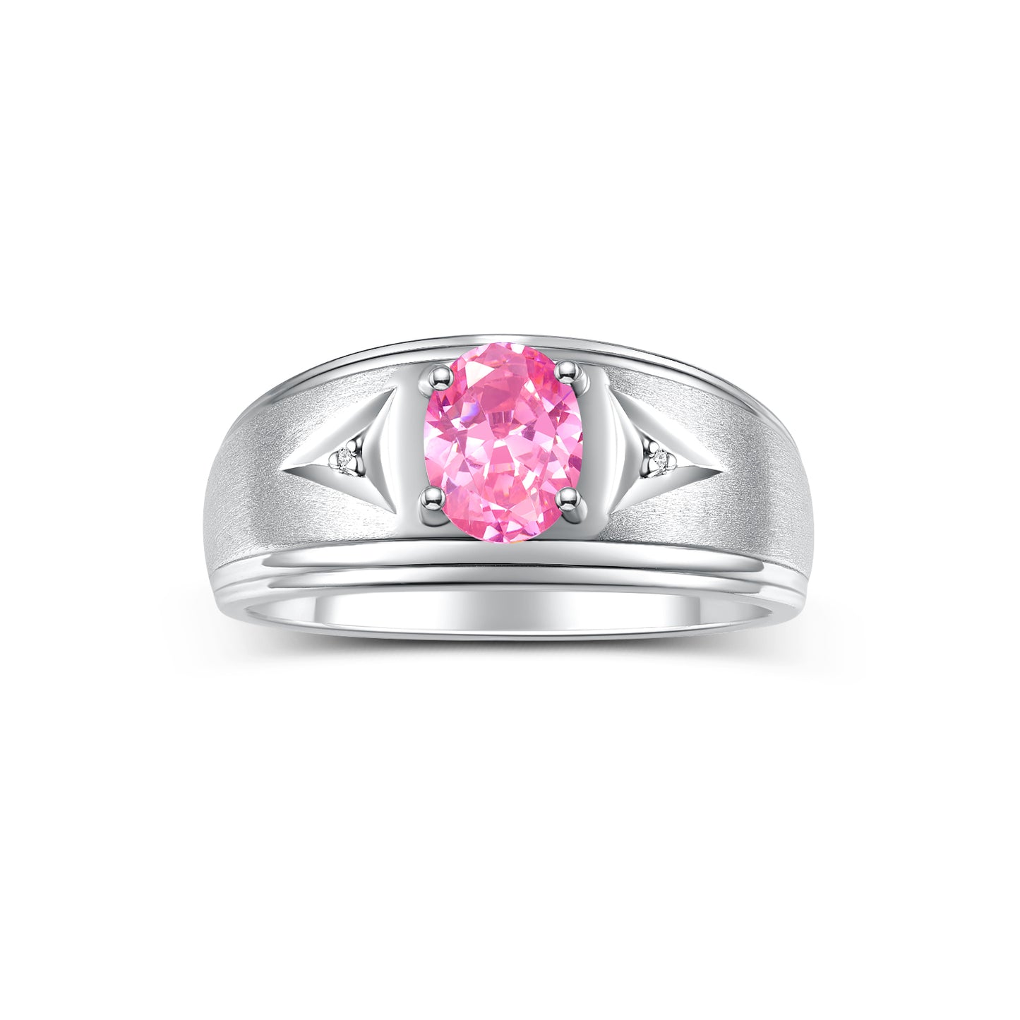 RYLOS Men's Rings Classic Design 8X6MM Oval Gemstone & Sparkling Diamond Ring - Color Stone Birthstone Rings for Men, Sterling Silver Rings in Sizes 8-13. Elevate Your Style with Timeless Elegance!