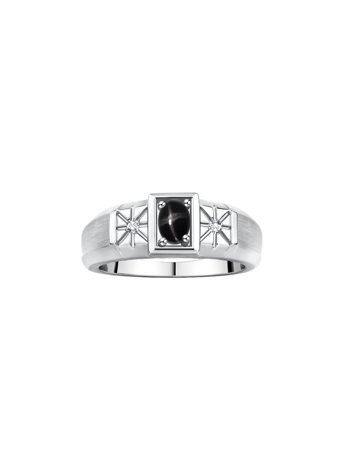 RYLOS Men's Classic 14K White Gold Designer Ring: 6X4MM Oval Gemstone & Sparkling Diamond Accent - Birthstone Rings for Men - Available in Sizes 8-13.