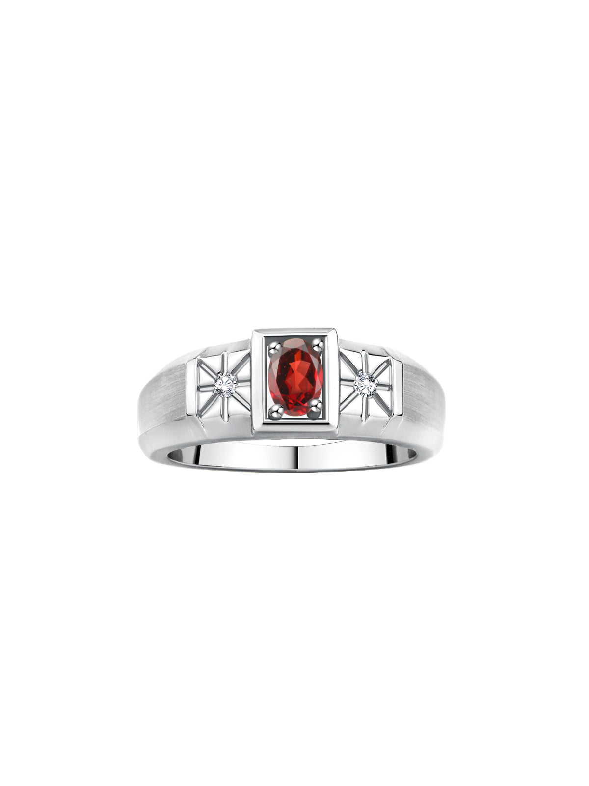 RYLOS Men's Classic 14K White Gold Designer Ring: 6X4MM Oval Gemstone & Sparkling Diamond Accent - Birthstone Rings for Men - Available in Sizes 8-13.
