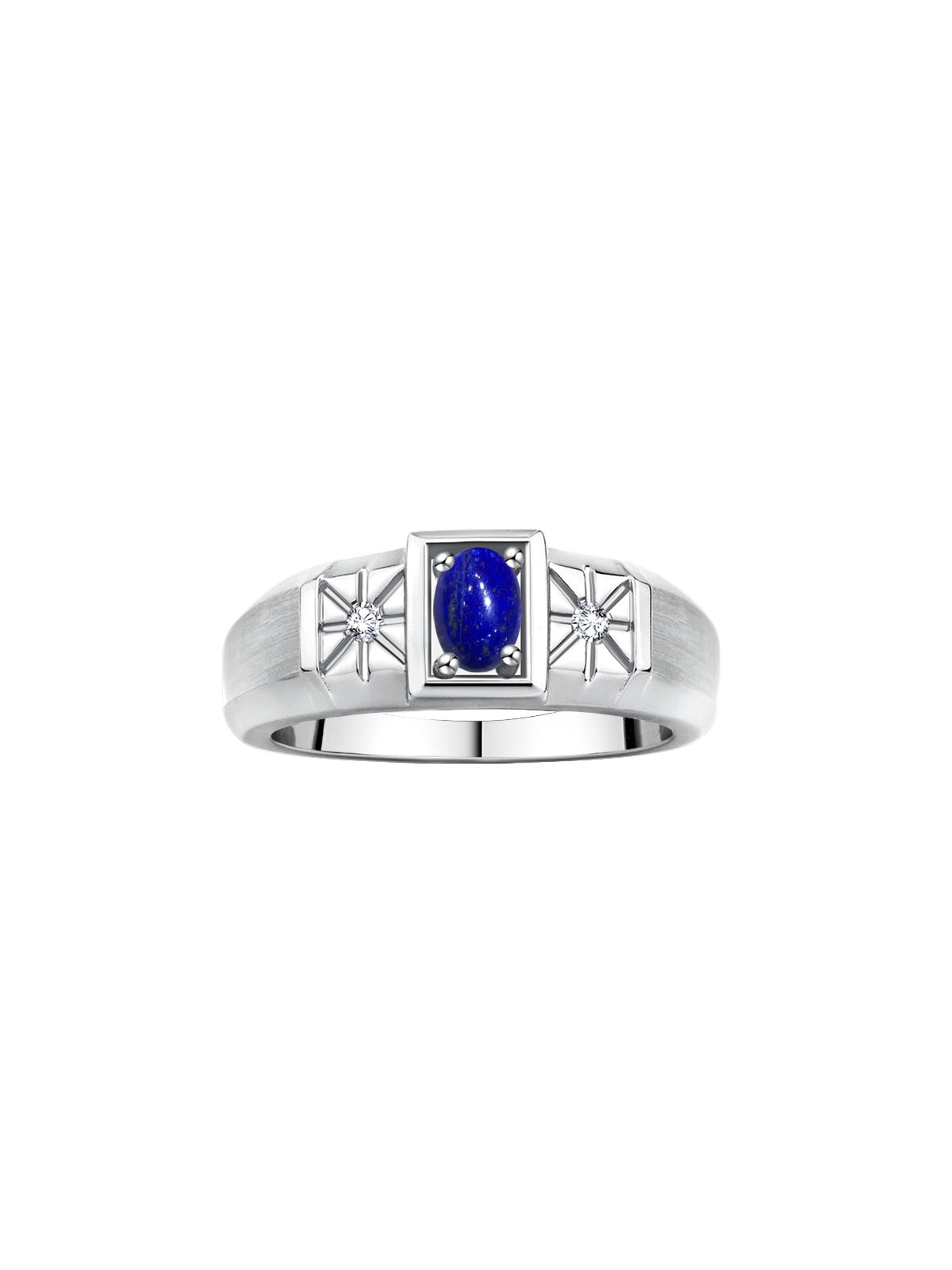 RYLOS Men's Classic 14K White Gold Designer Ring: 6X4MM Oval Gemstone & Sparkling Diamond Accent - Birthstone Rings for Men - Available in Sizes 8-13.