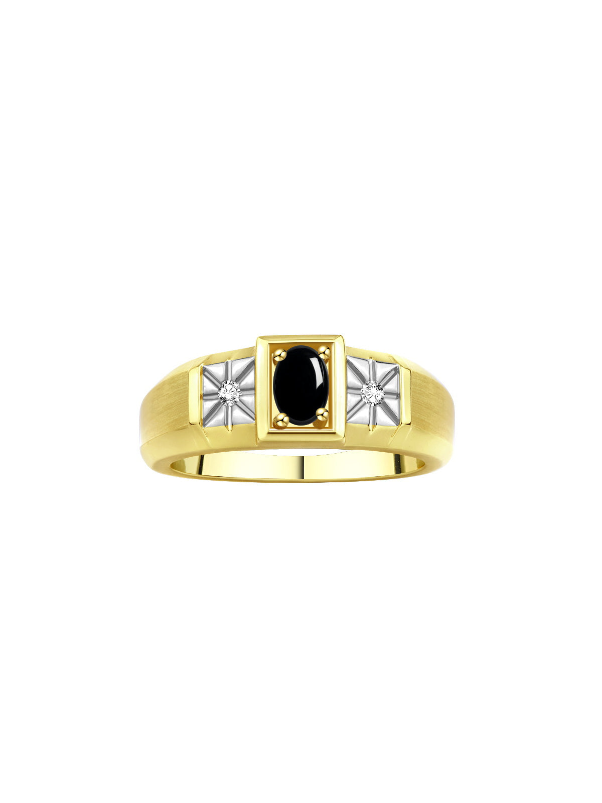 RYLOS Men's Classic 14K Yellow Gold Designer Ring: 6X4MM Oval Gemstone & Sparkling Diamond Accent - Birthstone Rings for Men - Available in Sizes 8-13.
