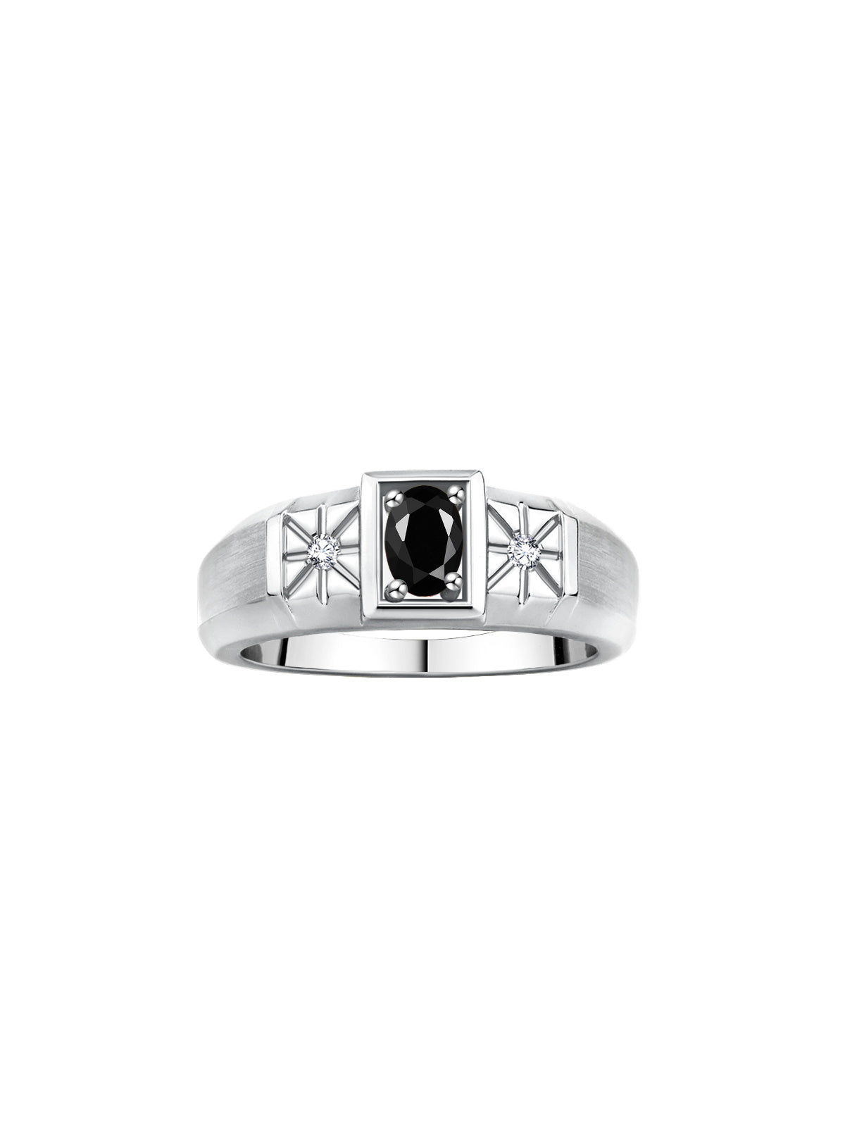 RYLOS Men's Sterling Silver Classic Ring: 6X4MM Oval Gemstone & Sparkling Diamond Accent - Birthstone Rings for Men - Available in Sizes 8-13.