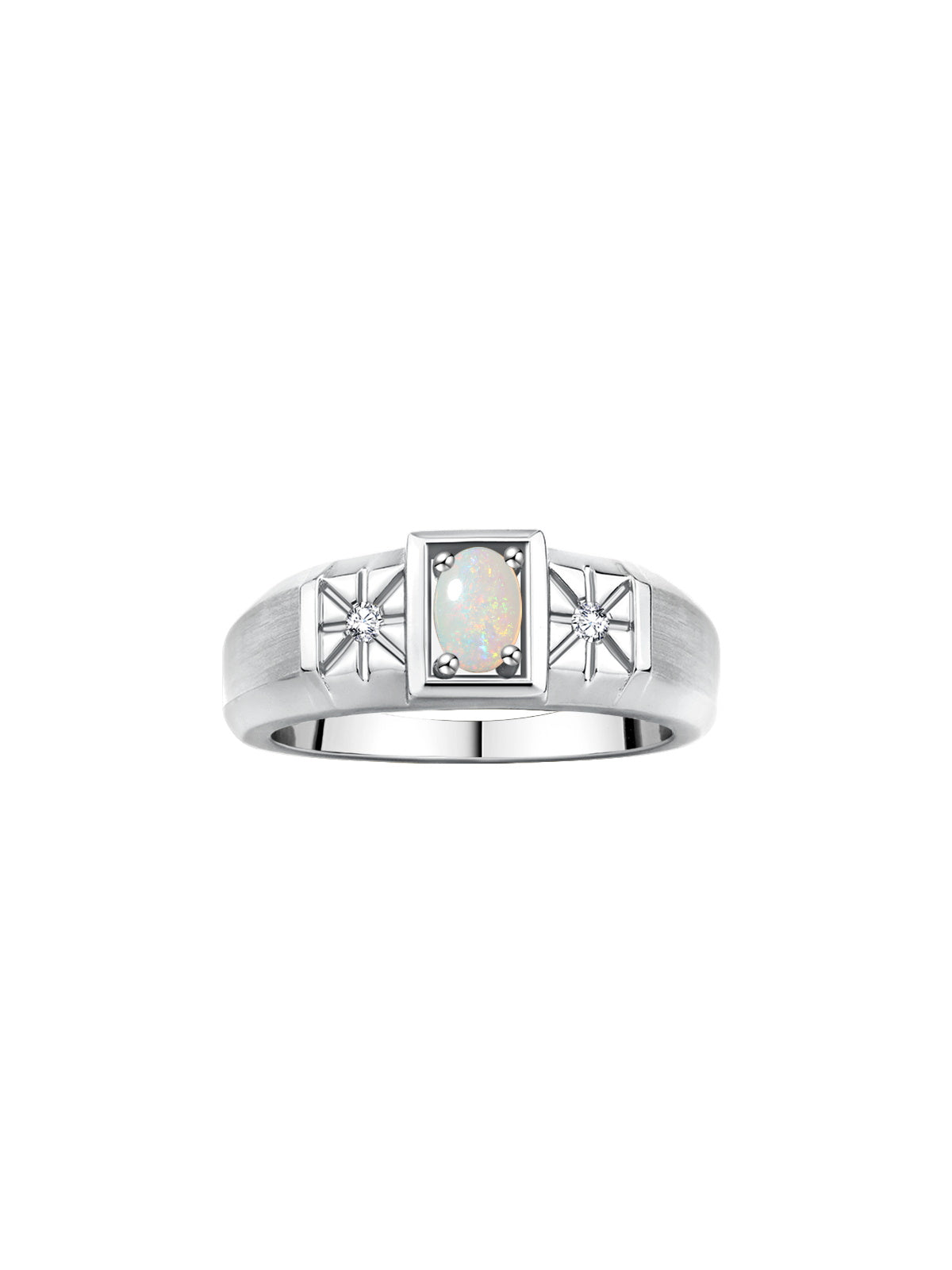 RYLOS Men's Sterling Silver Classic Ring: 6X4MM Oval Gemstone & Sparkling Diamond Accent - Birthstone Rings for Men - Available in Sizes 8-13.