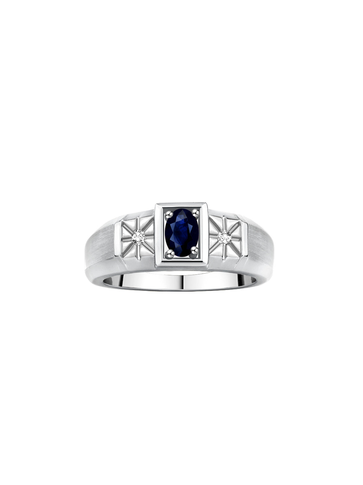 RYLOS Men's Sterling Silver Classic Ring: 6X4MM Oval Gemstone & Sparkling Diamond Accent - Birthstone Rings for Men - Available in Sizes 8-13.