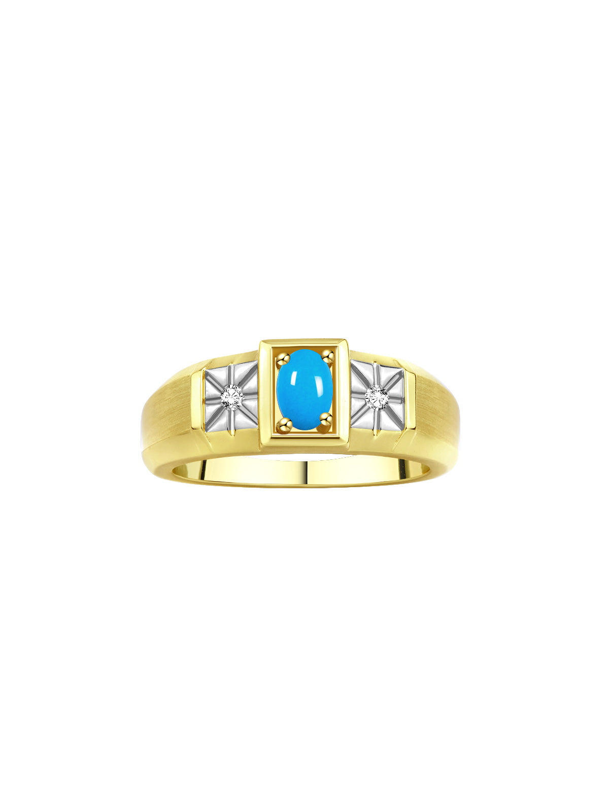 RYLOS Men's Classic 14K Yellow Gold Designer Ring: 6X4MM Oval Gemstone & Sparkling Diamond Accent - Birthstone Rings for Men - Available in Sizes 8-13.