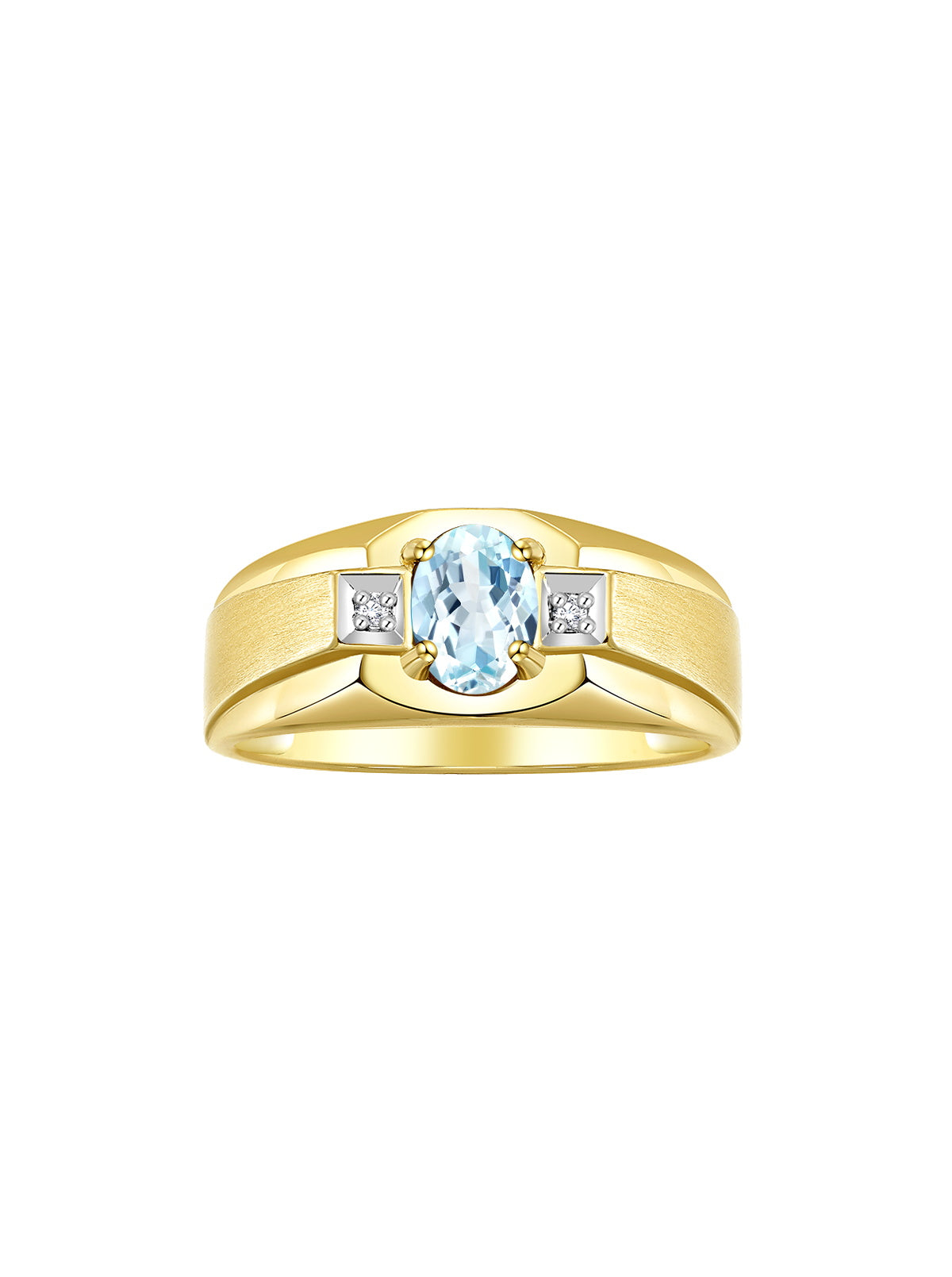 RYLOS Men's Rings 14K Yellow Gold Classic 7X5MM Oval Gemstone & Sparkling Diamond Designer Ring - Color Stone Birthstone Rings for Men, Available in Gold, Sizes 8-13.