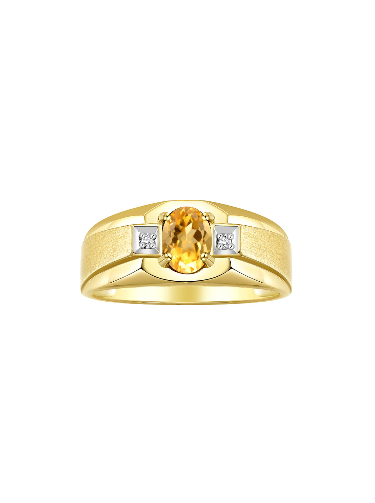 RYLOS Men's Rings 14K Yellow Gold Classic 7X5MM Oval Gemstone & Sparkling Diamond Designer Ring - Color Stone Birthstone Rings for Men, Available in Gold, Sizes 8-13.