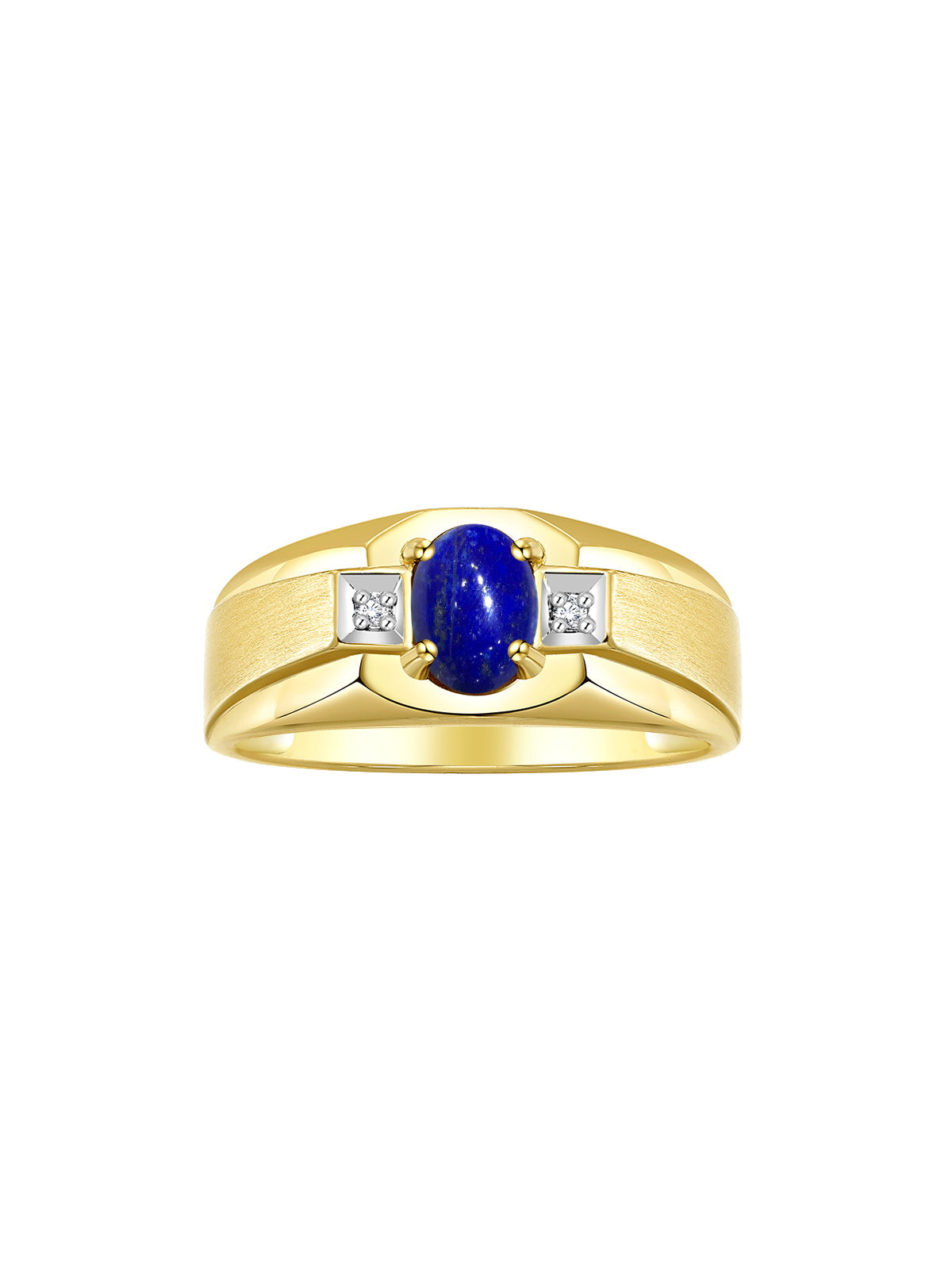 RYLOS Men's Rings 14K Yellow Gold Classic 7X5MM Oval Gemstone & Sparkling Diamond Designer Ring - Color Stone Birthstone Rings for Men, Available in Gold, Sizes 8-13.