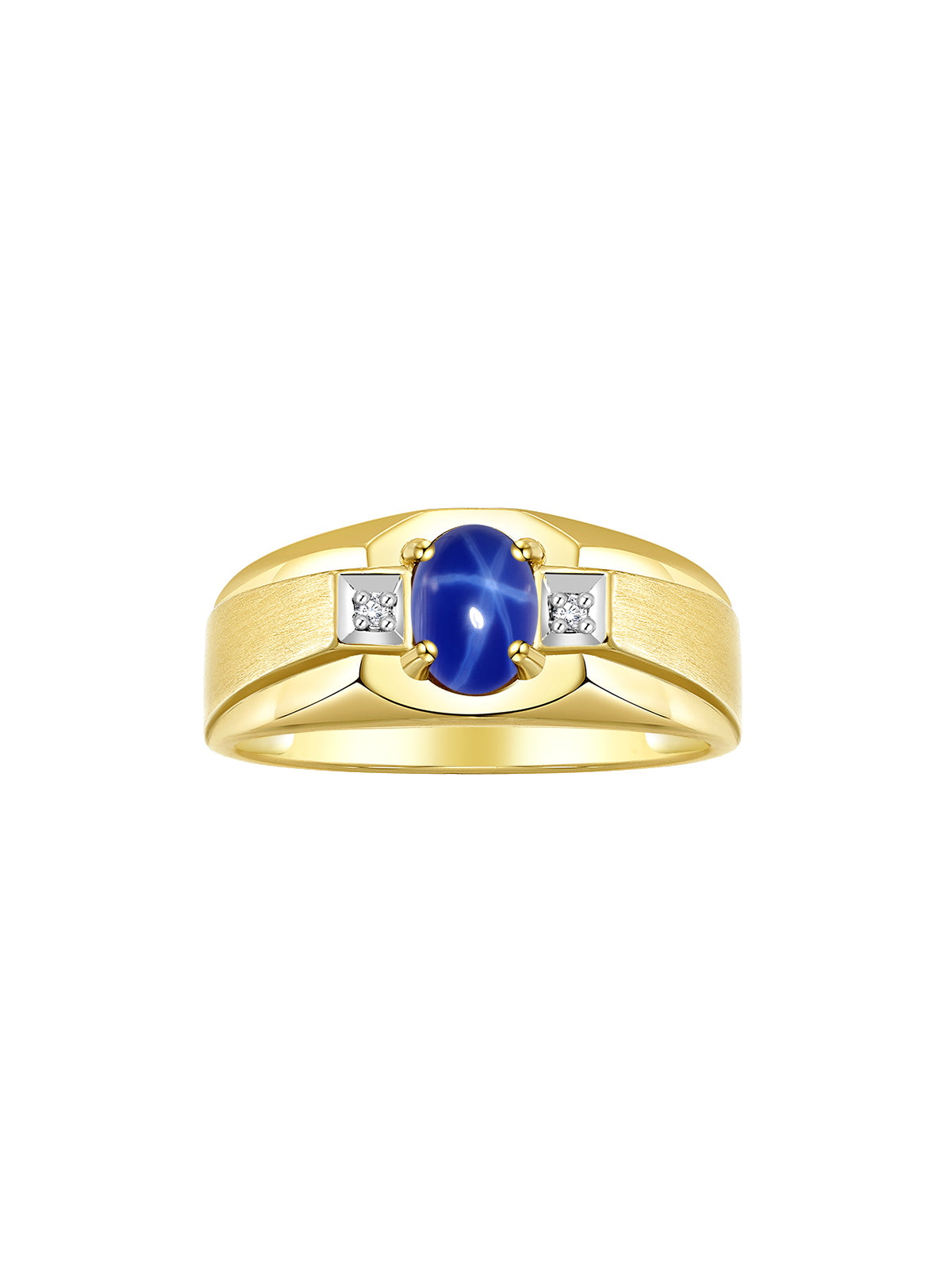 RYLOS Men's Rings 14K Yellow Gold Classic 7X5MM Oval Gemstone & Sparkling Diamond Designer Ring - Color Stone Birthstone Rings for Men, Available in Gold, Sizes 8-13.
