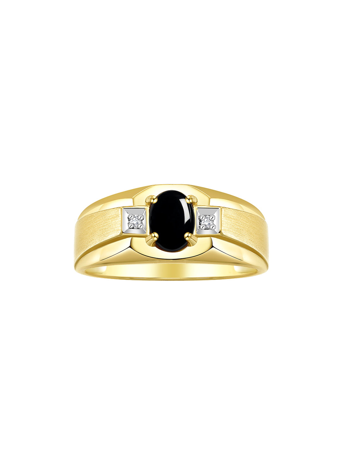 RYLOS Men's Rings 14K Yellow Gold Classic 7X5MM Oval Gemstone & Sparkling Diamond Designer Ring - Color Stone Birthstone Rings for Men, Available in Gold, Sizes 8-13.