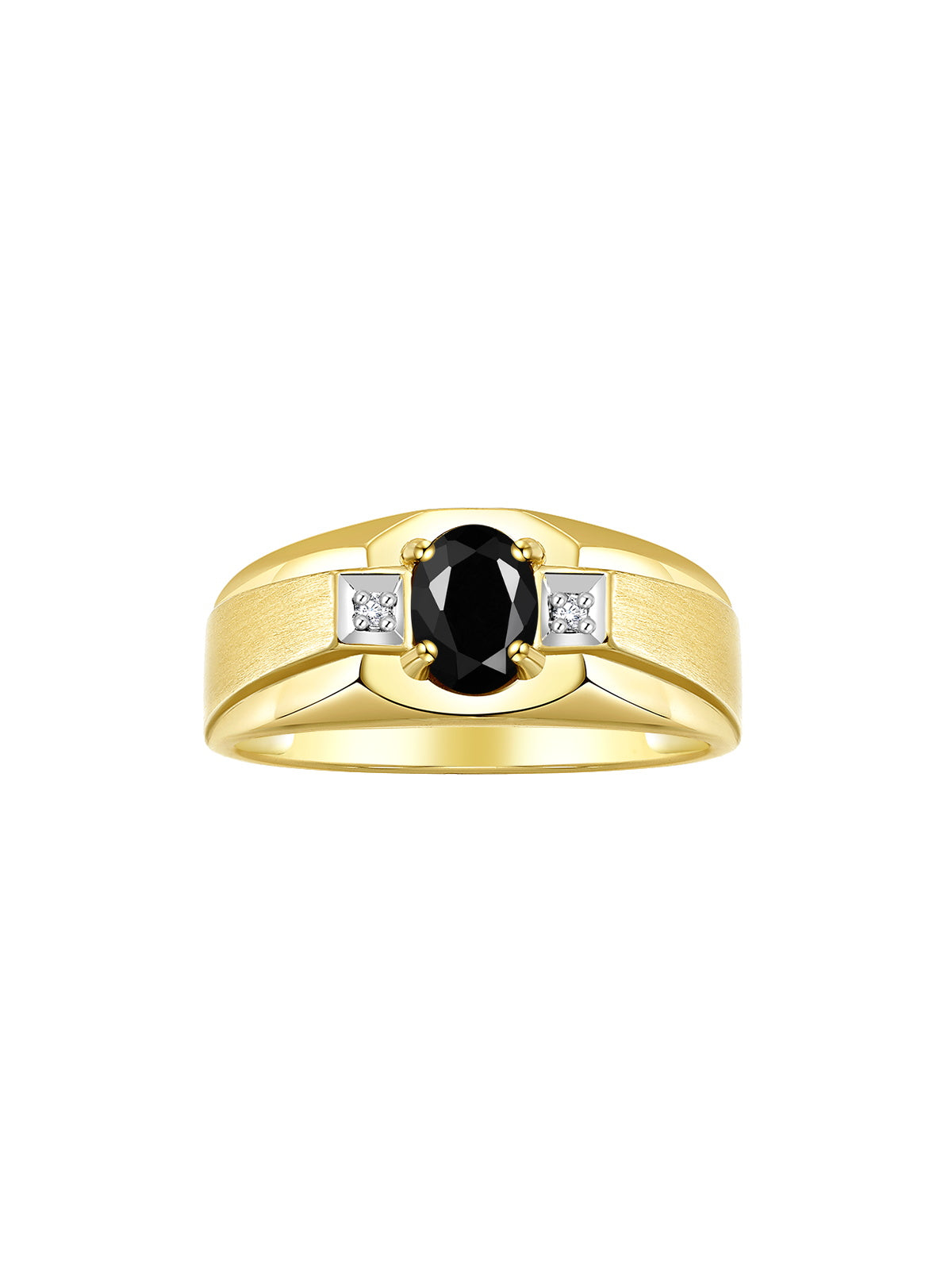 RYLOS Men's Rings 14K Yellow Gold Classic 7X5MM Oval Gemstone & Sparkling Diamond Designer Ring - Color Stone Birthstone Rings for Men, Available in Gold, Sizes 8-13.
