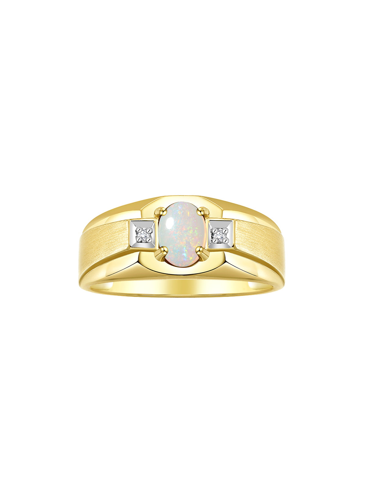 RYLOS Men's Rings 14K Yellow Gold Classic 7X5MM Oval Gemstone & Sparkling Diamond Designer Ring - Color Stone Birthstone Rings for Men, Available in Gold, Sizes 8-13.